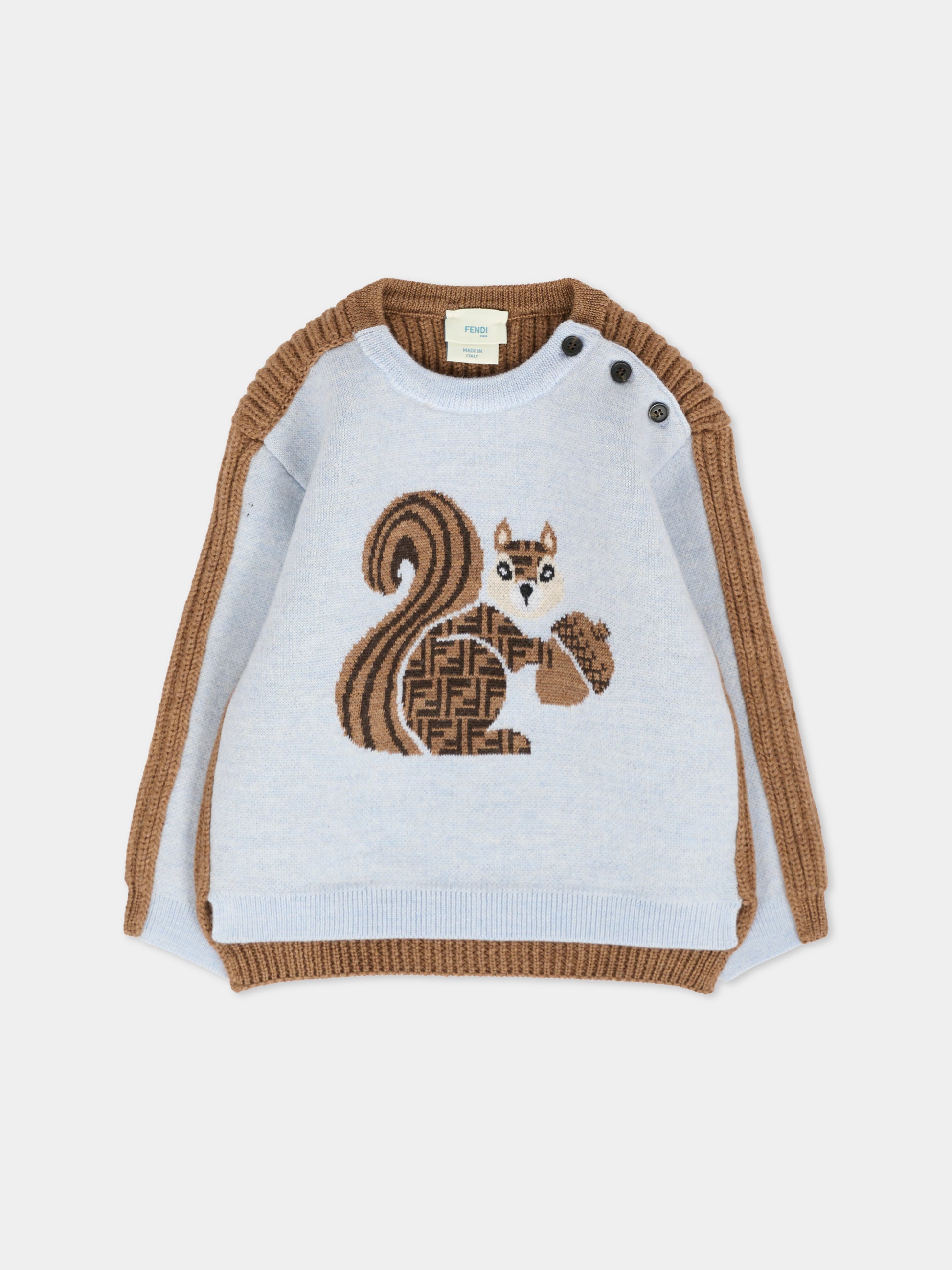 Maglione multicolor per neonati con scoiattolo,Fendi Kids,BUG205 AYMK F1TKE