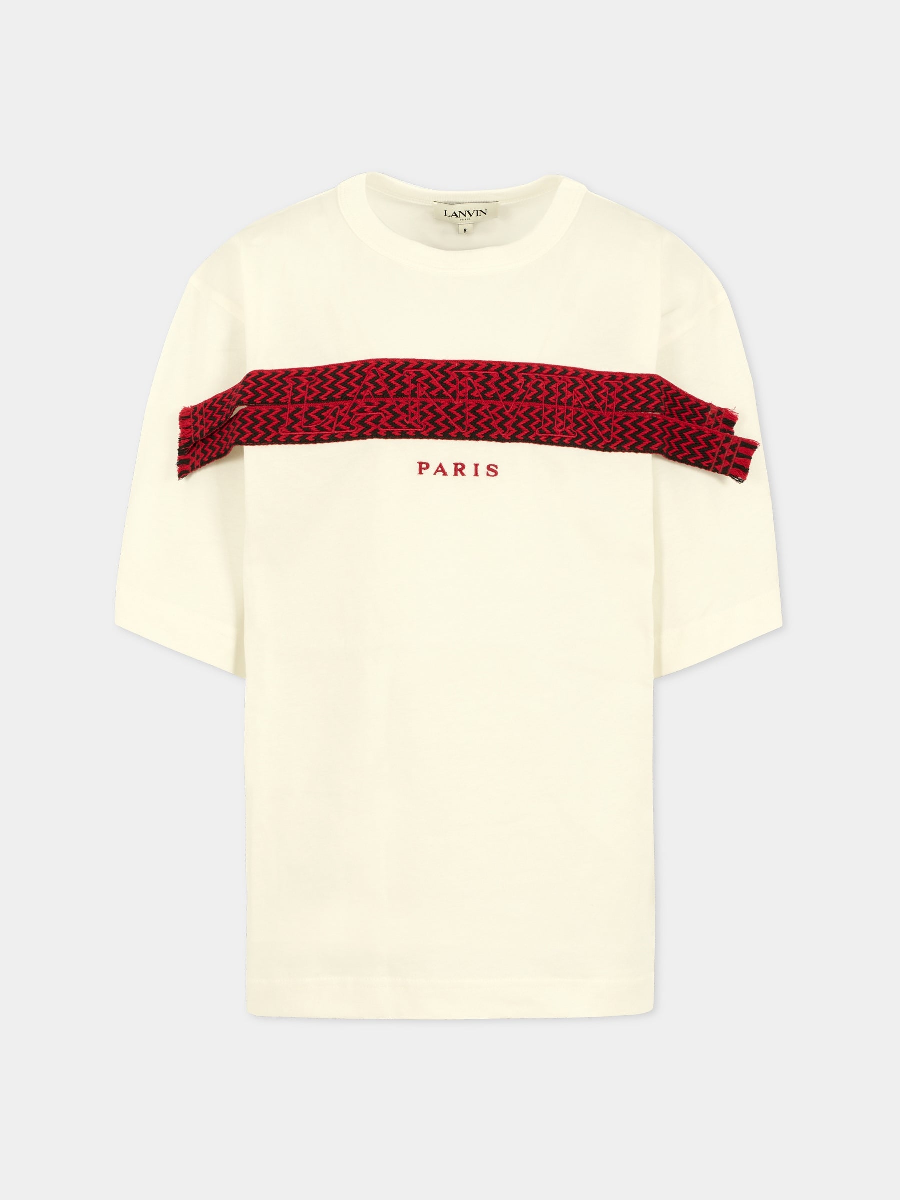 T-shirt avorio per bambino con logo,Lanvin Petite,N30287 N89
