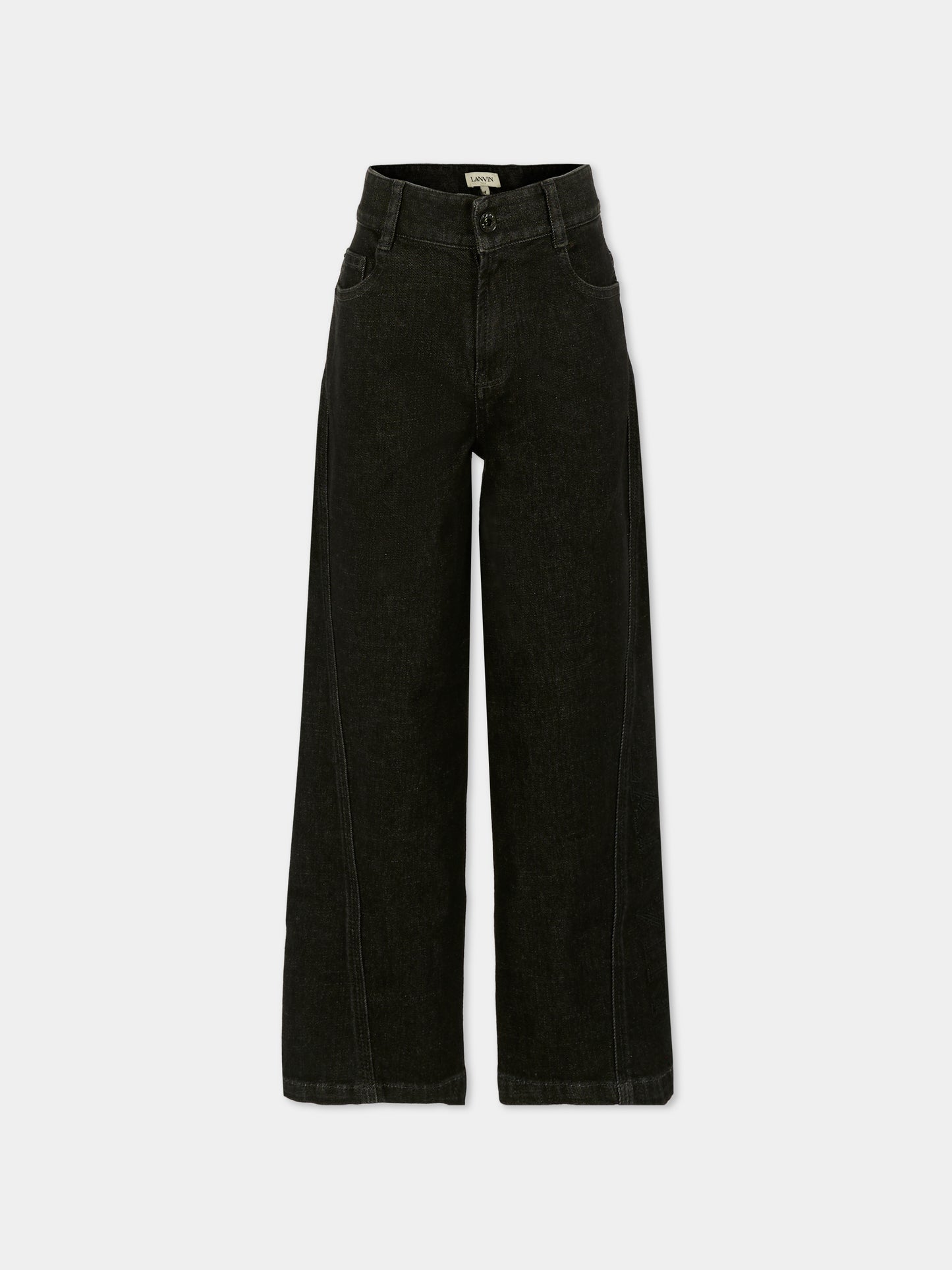 Jeans neri per bambino con logo,Lanvin Petite,N30320 Z11
