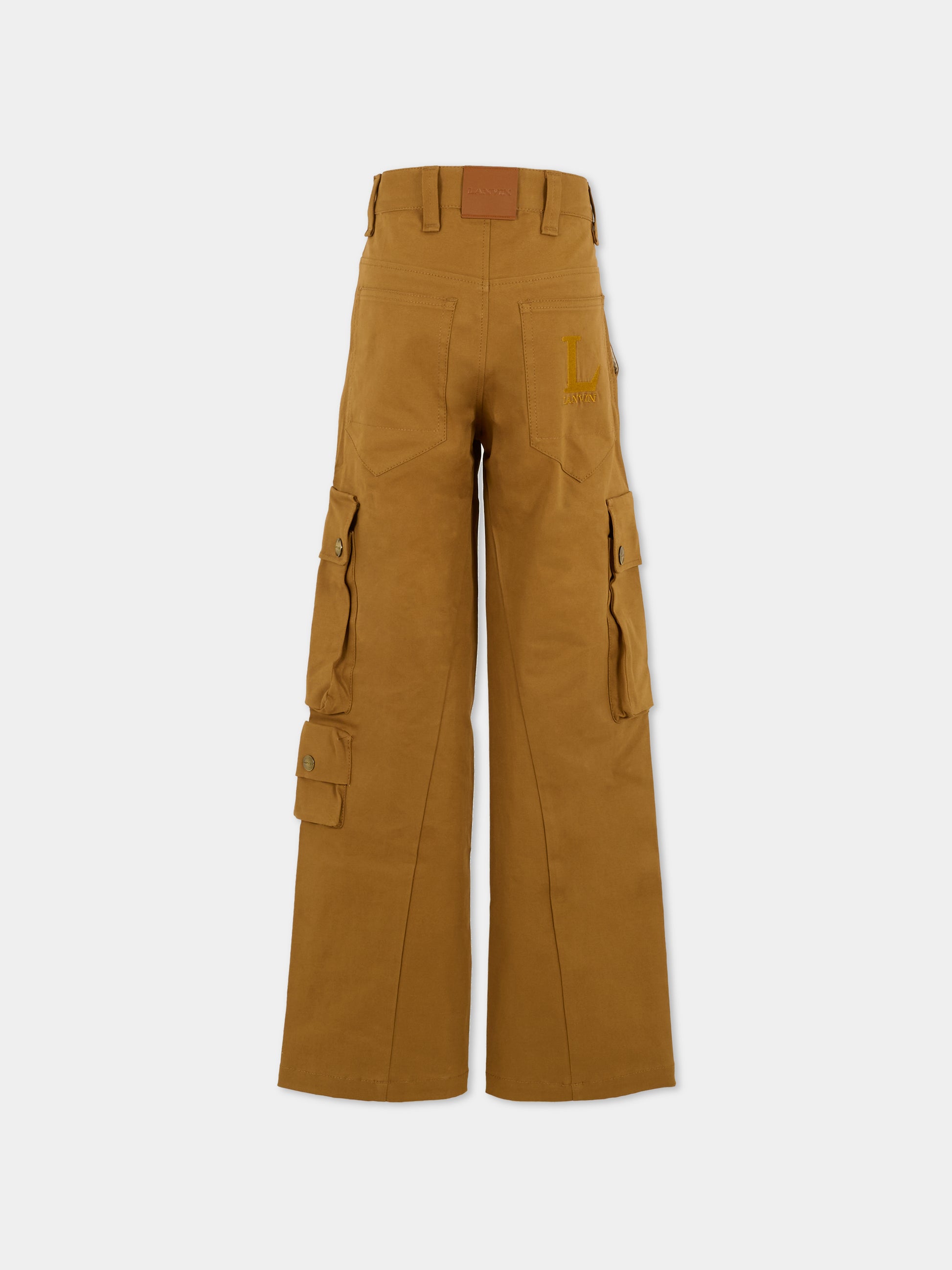 Pantaloni marroni per bambino con logo,Lanvin Petite,N30304 585