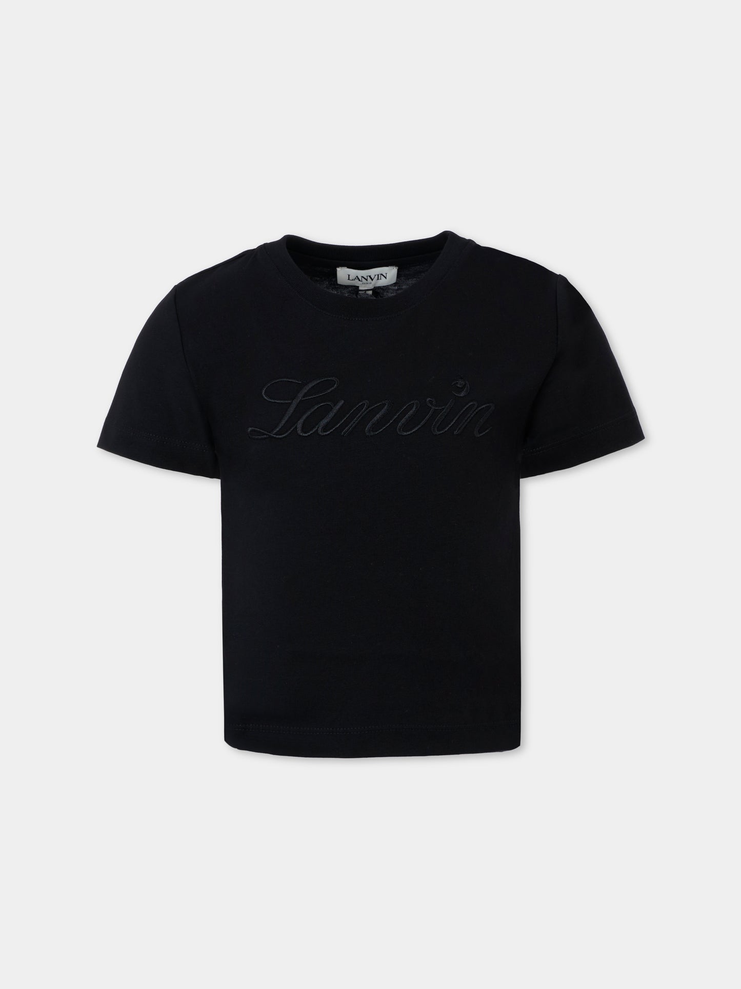 T-shirt nera per bambina con logo,Lanvin Petite,N30251 09B