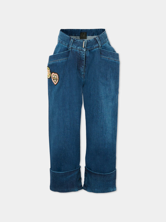 Jeans denim per bambina con patch,Givenchy Kids,H30979 Z10