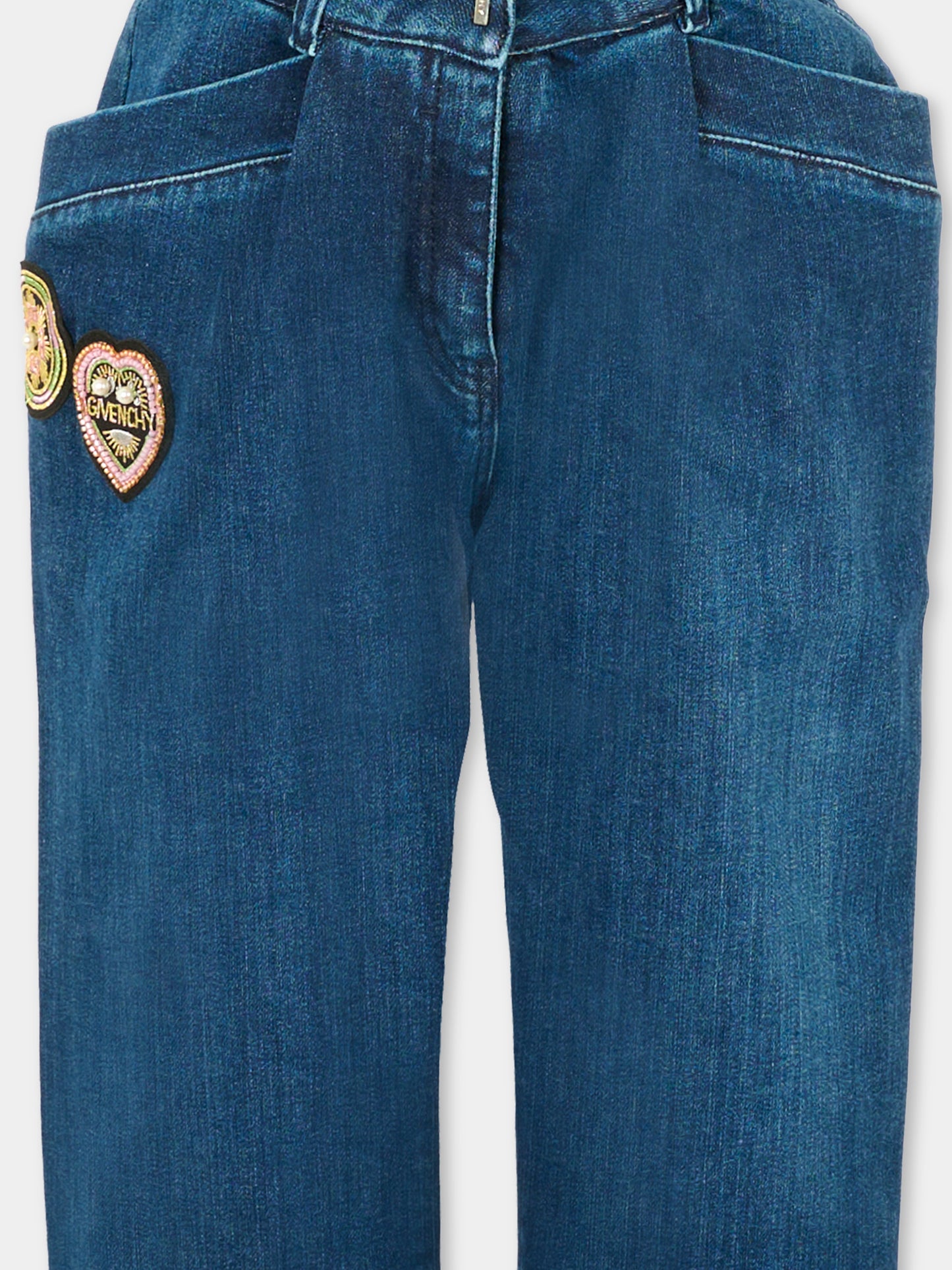 Jeans denim per bambina con patch,Givenchy Kids,H30979 Z10