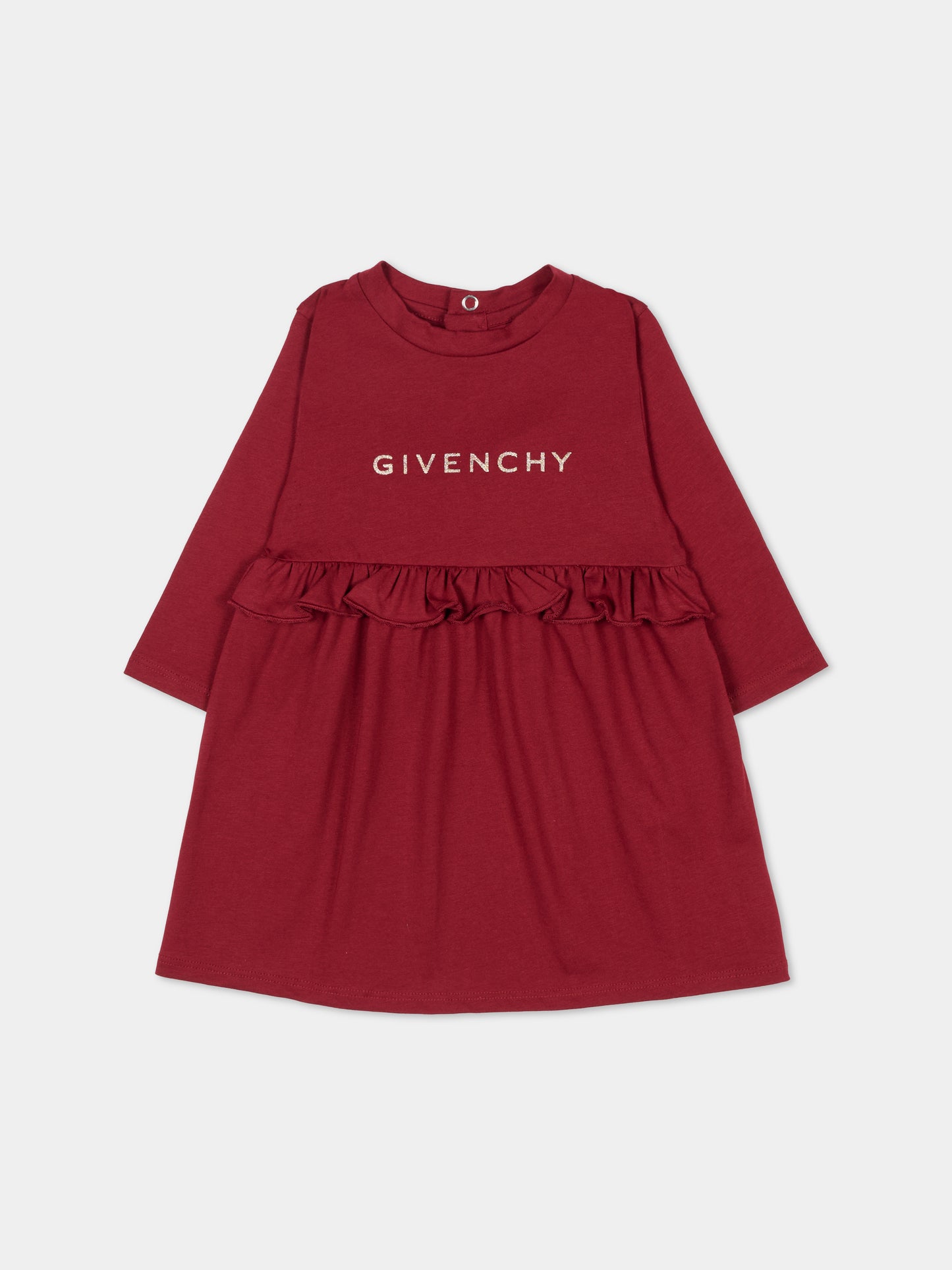 Vestito bordeaux per neonata con logo,Givenchy Kids,H30899 95C