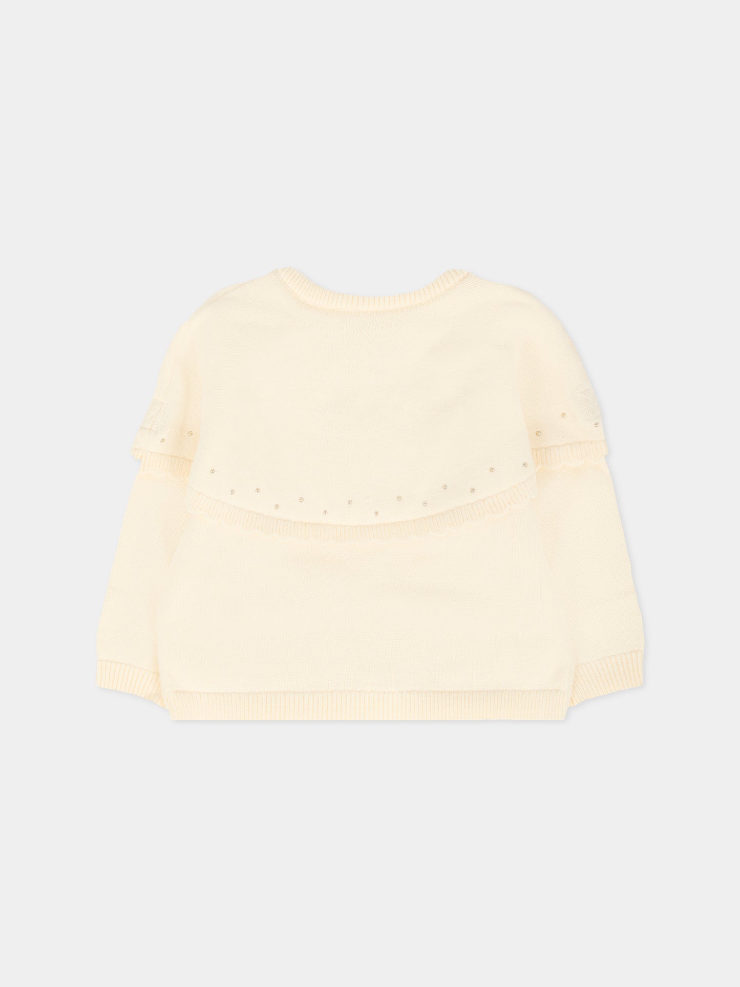 Cardigan avorio per neonata con borchie e logo,Chloé Kids,C20704 148