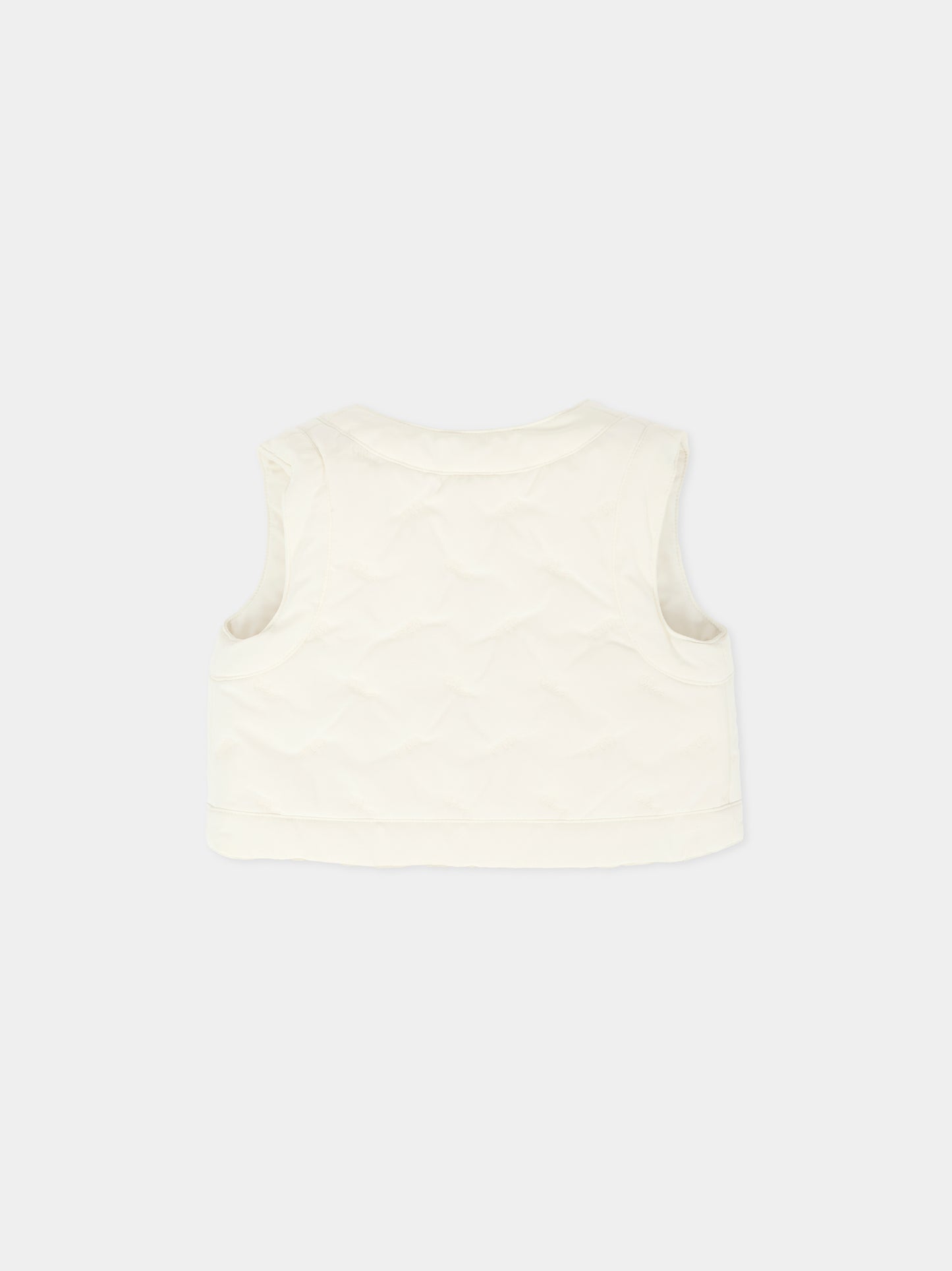Gilet bianco reversibile per neonata con logo,Chloé Kids,C20723 117
