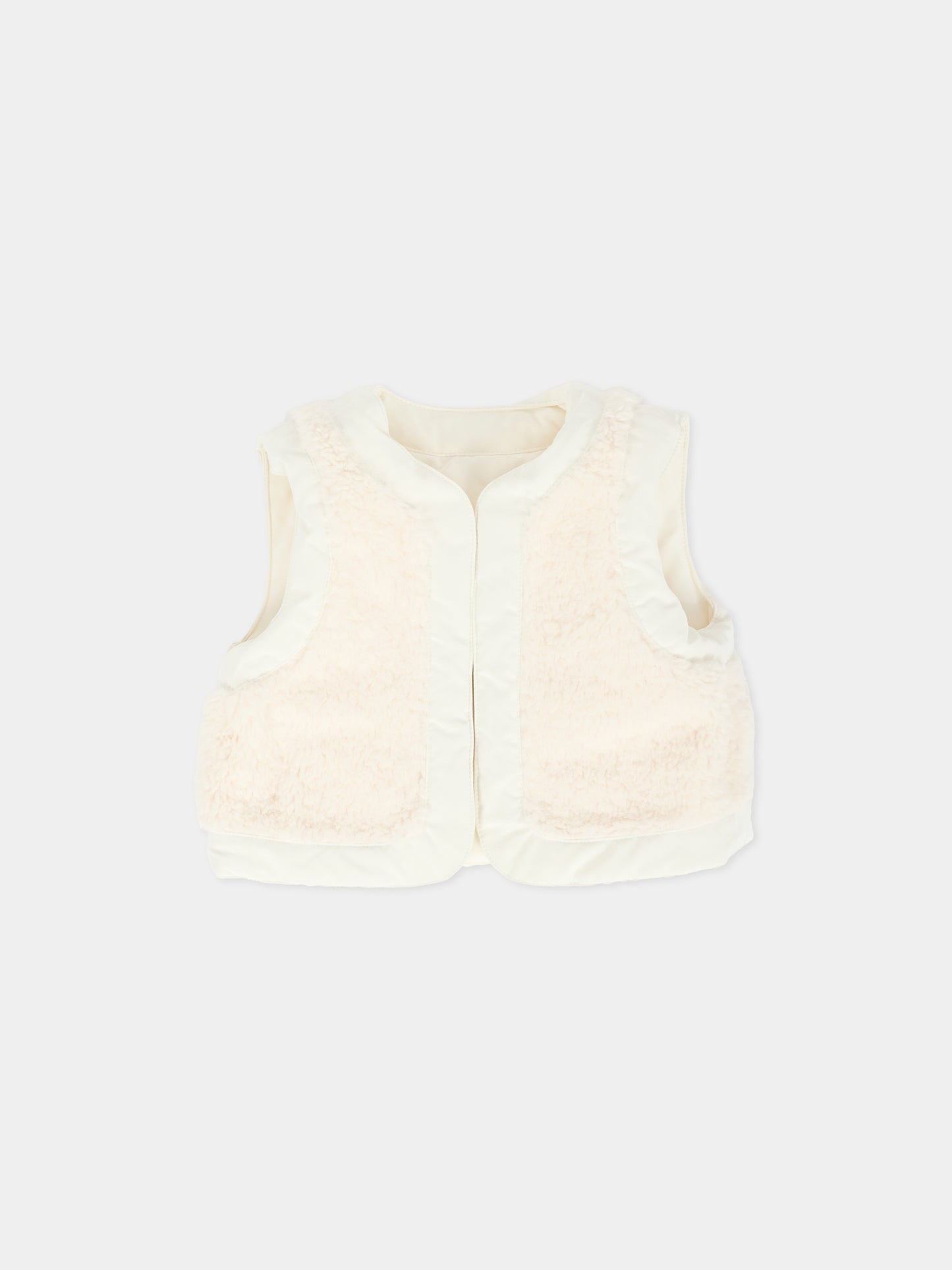 Gilet bianco reversibile per neonata con logo,Chloé Kids,C20723 117