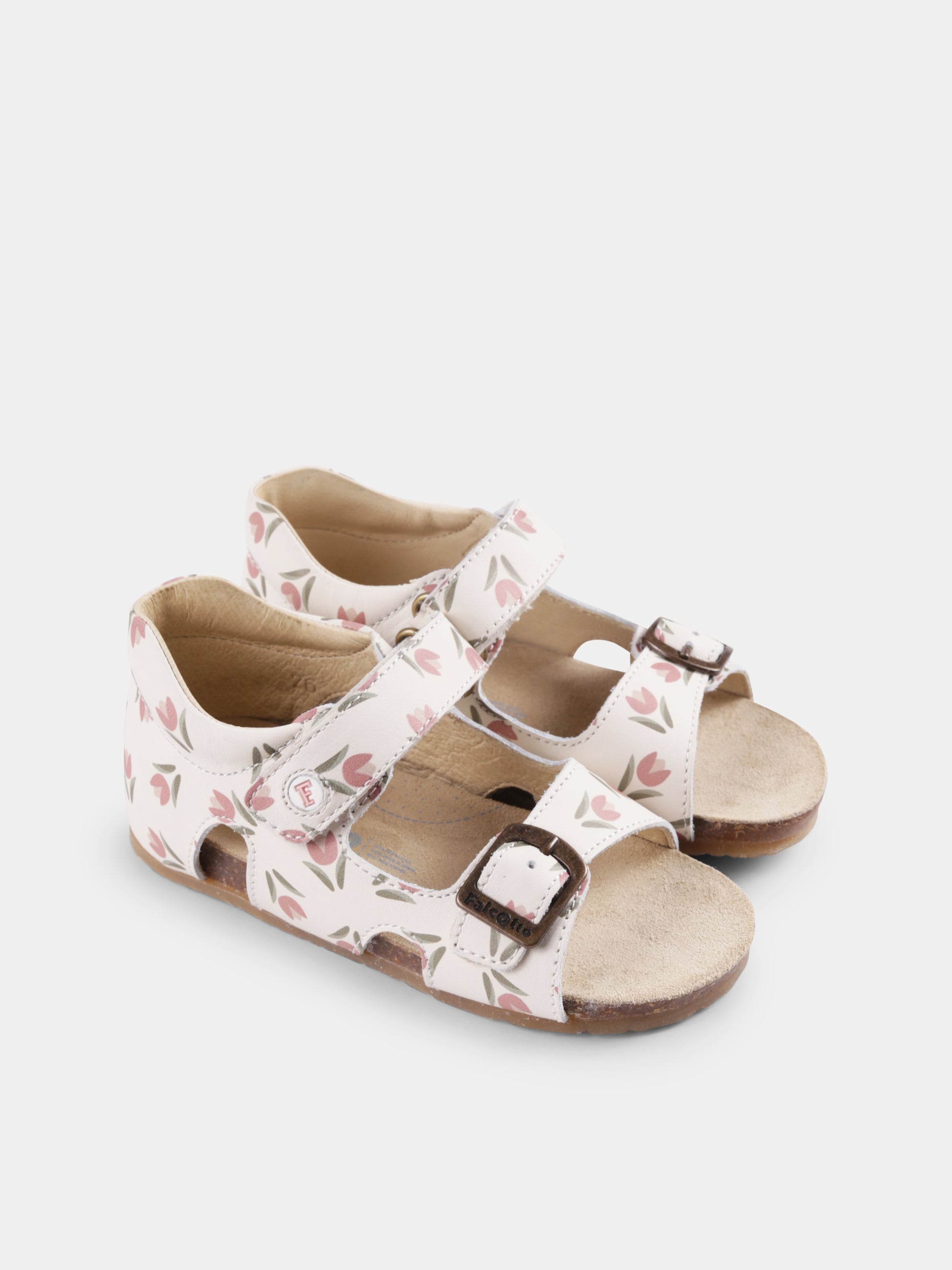 Sandali Bea avorio per neonata e bambina con tulipani,Falcotto,001 1500737 E9 2N96 BEA