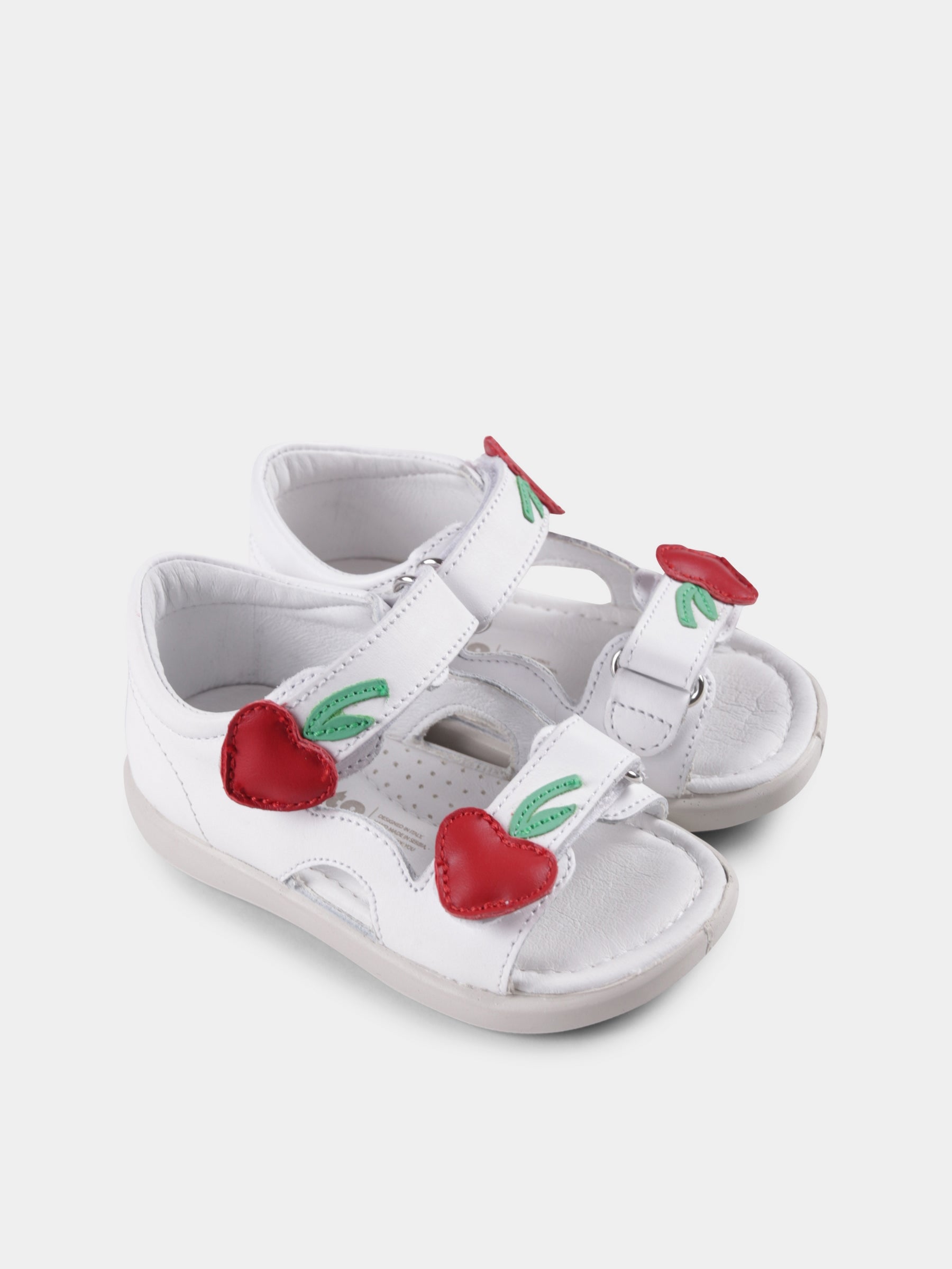 Sandali Mariss bianchi per neonata e bambina con fragole,Falcotto,001 1501094 01 0N01 MARISS