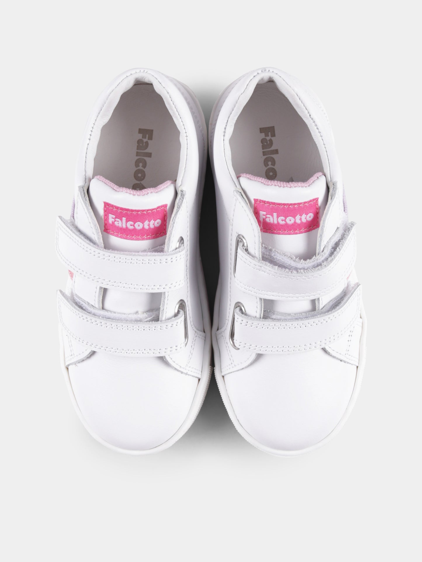 White sneakers for baby girl and girl with rainbow