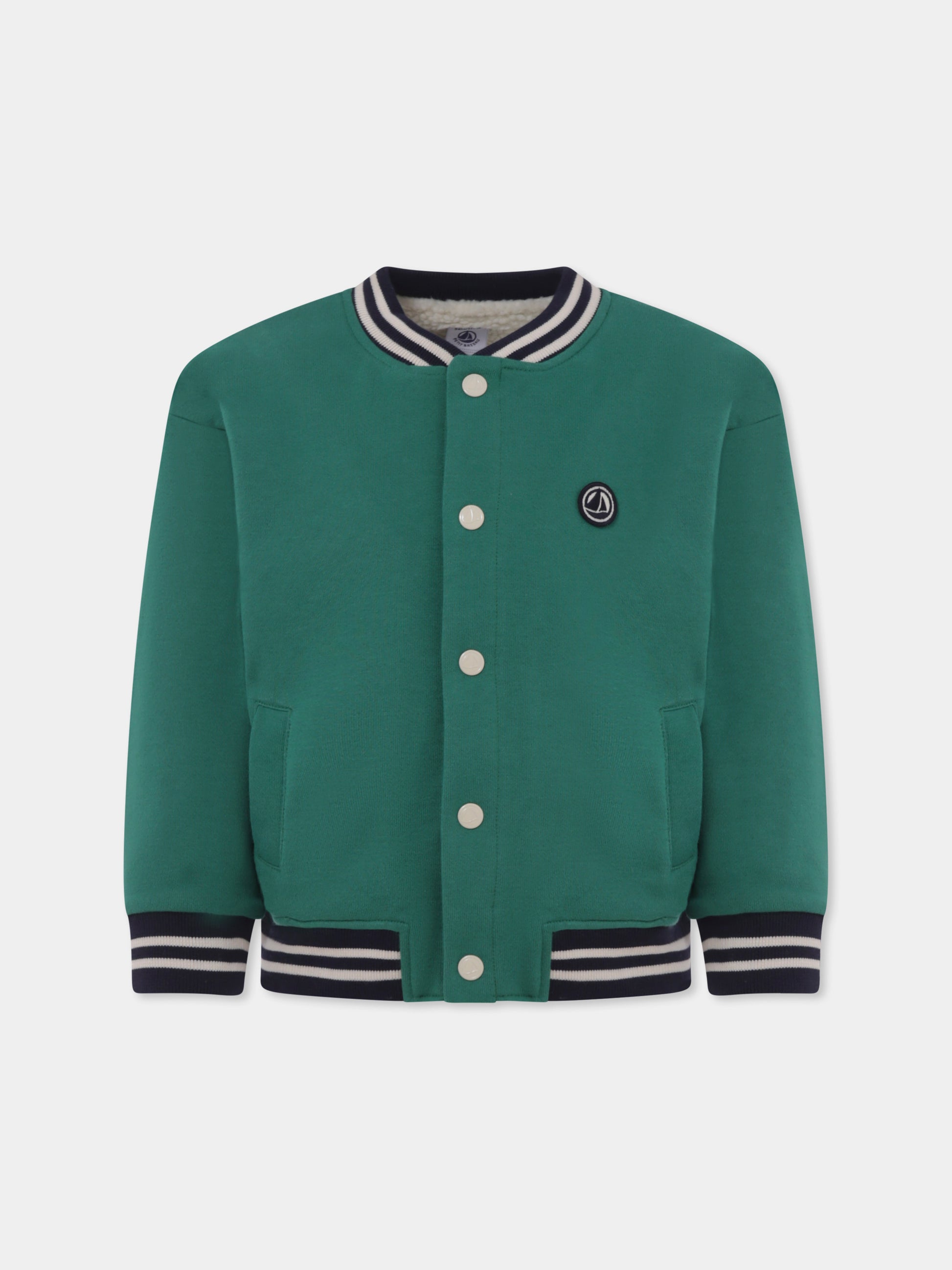 Bomber verde per bambino con logo,Petit Bateau,A0AZ2 01