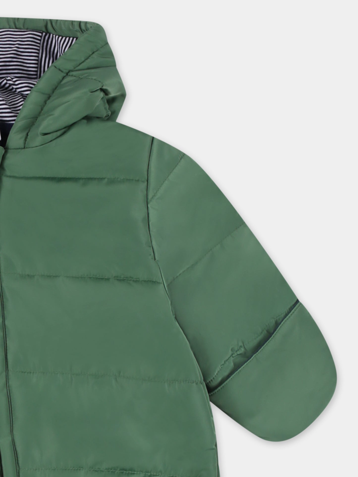 Piumino verde per neonato con logo,Petit Bateau,A0B41 02