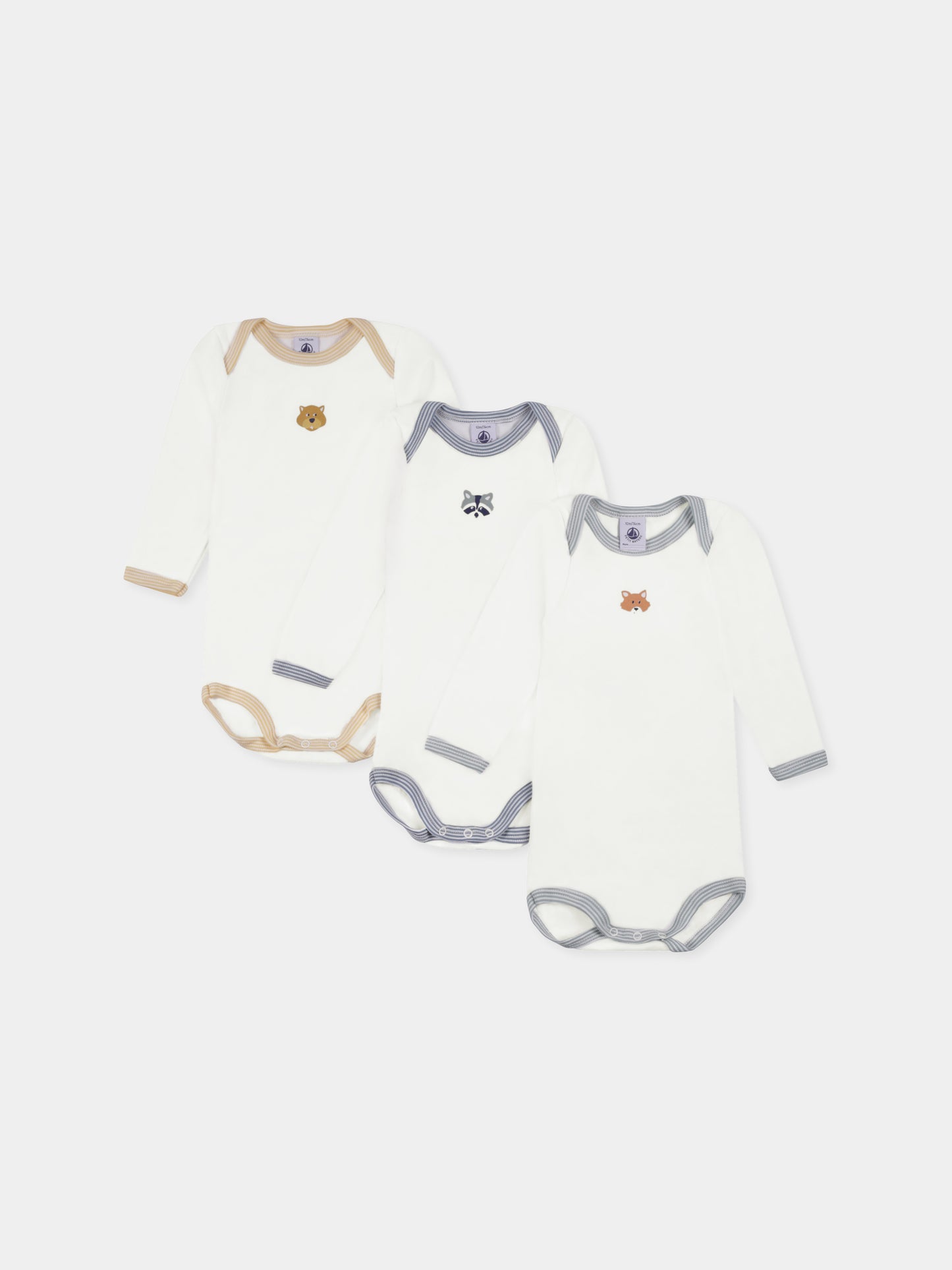 Set body bianco per neonati con animali,Petit Bateau,A0BG0 00