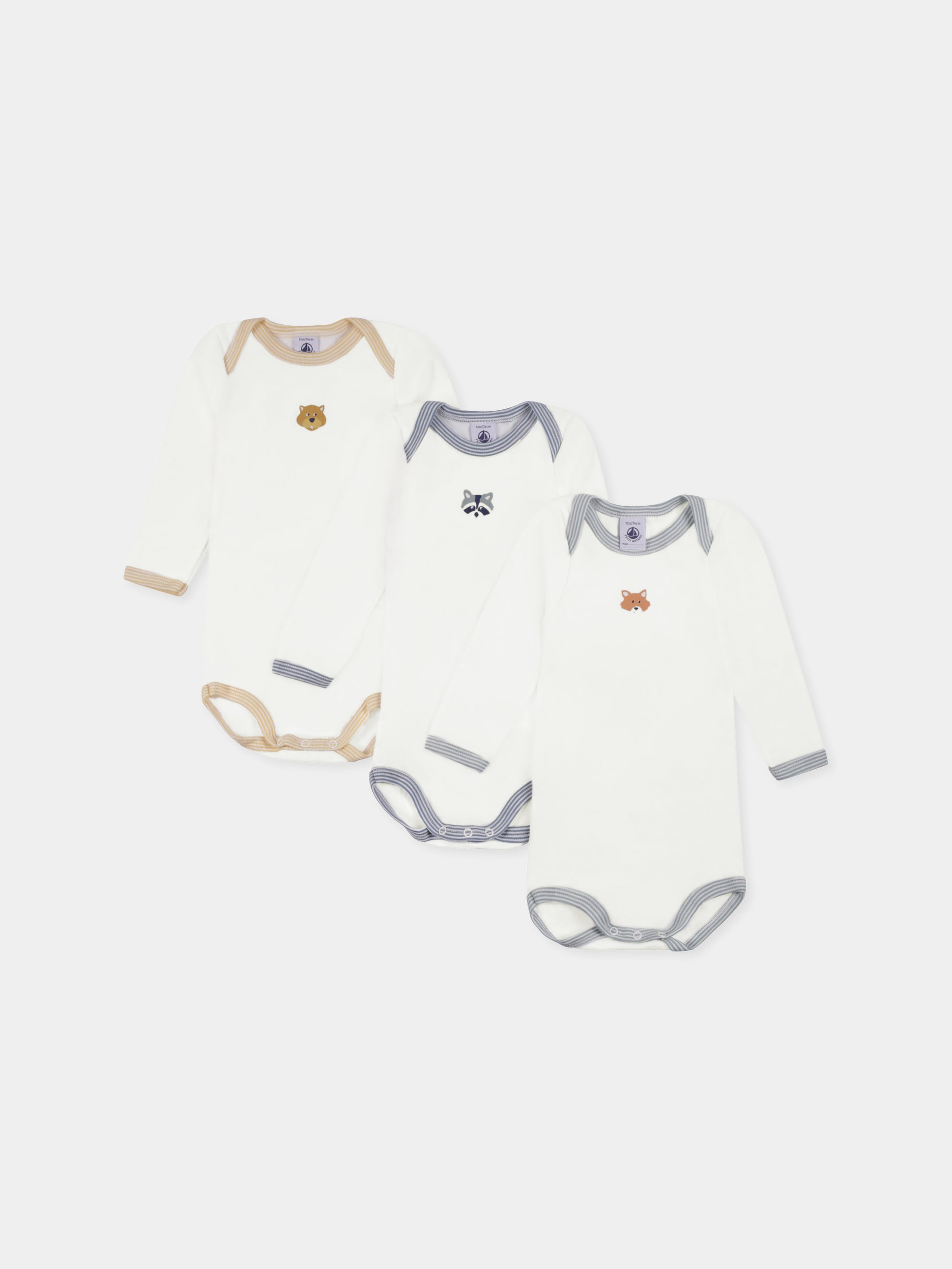 Set body bianco per neonati con animali,Petit Bateau,A0BG0 00