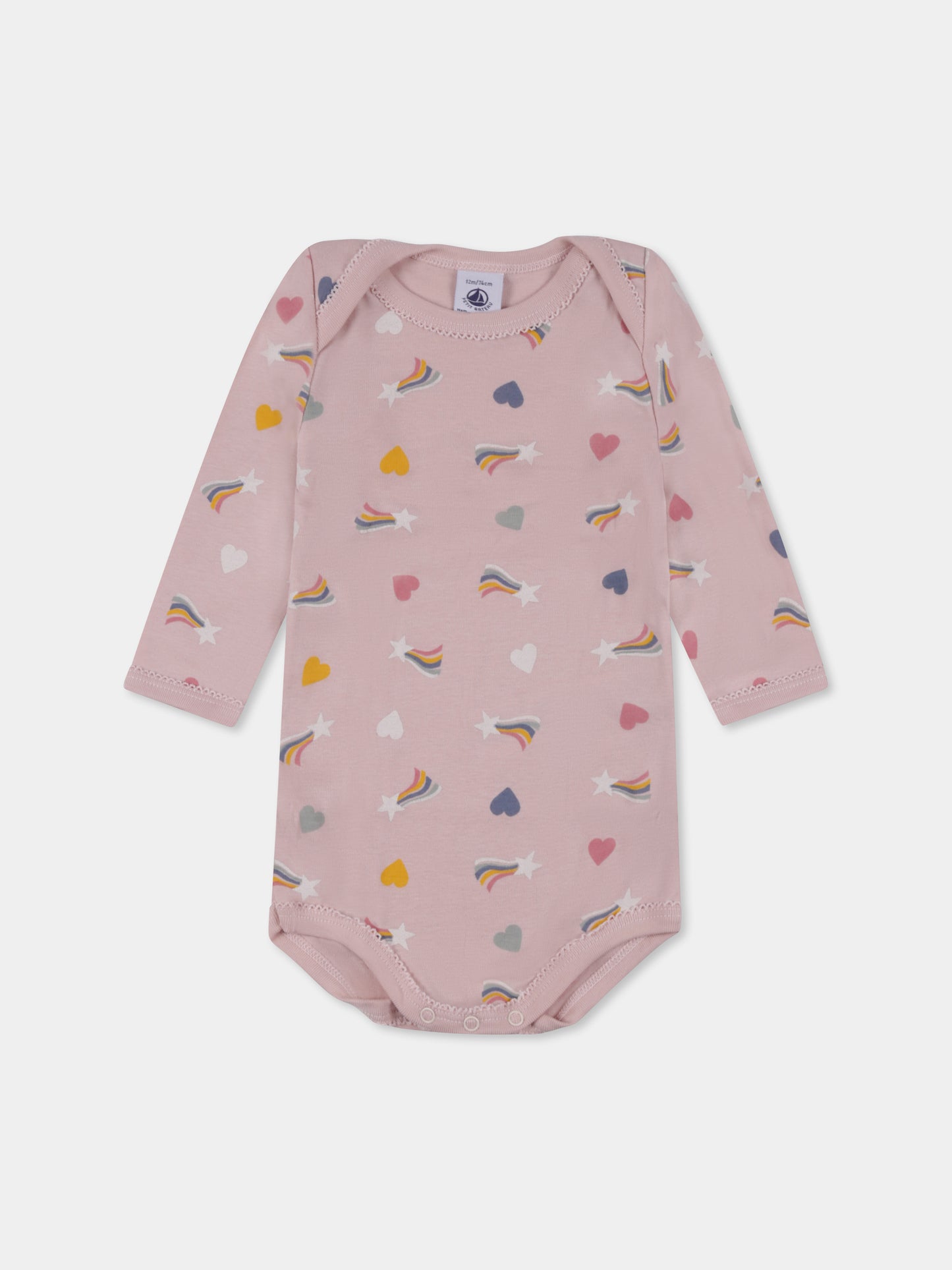 Set body multicolor per neonata con cuori e stella cadente,Petit Bateau,A0BGV 00