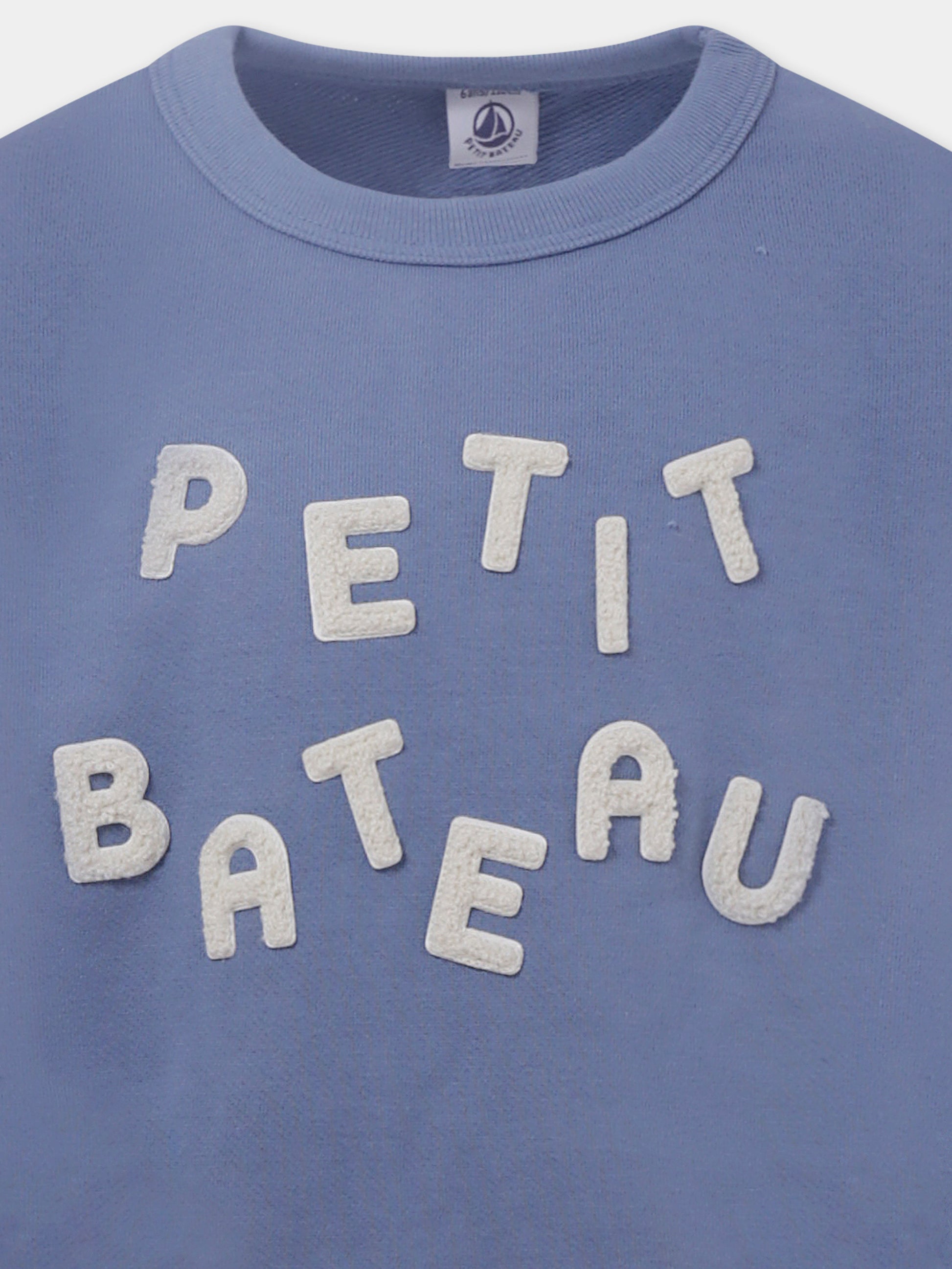 Felpa celeste per bambino con logo,Petit Bateau,A0BJ8 01