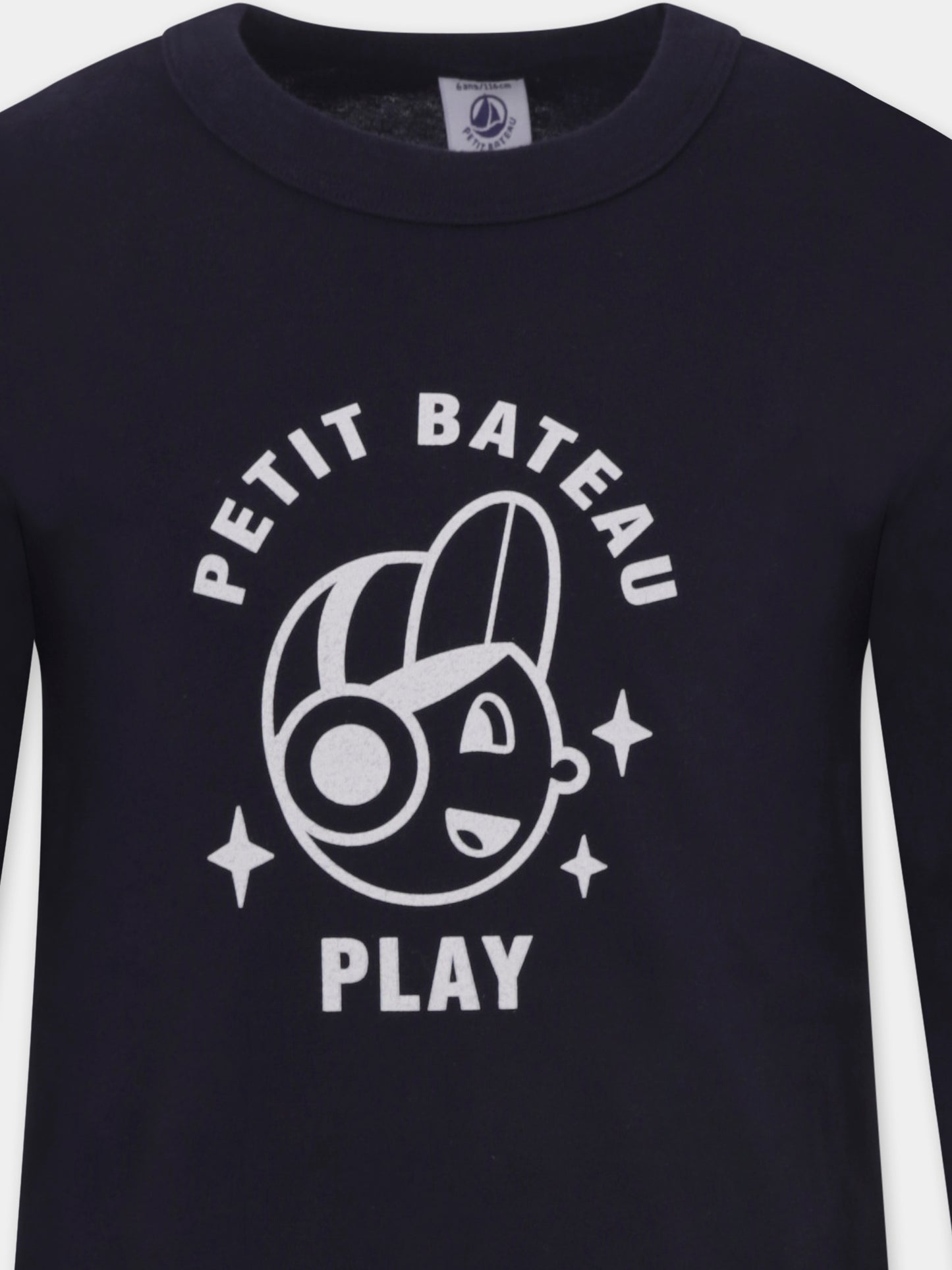 T-shirt blu per bambino con logo e stampa,Petit Bateau,A0BJK 05