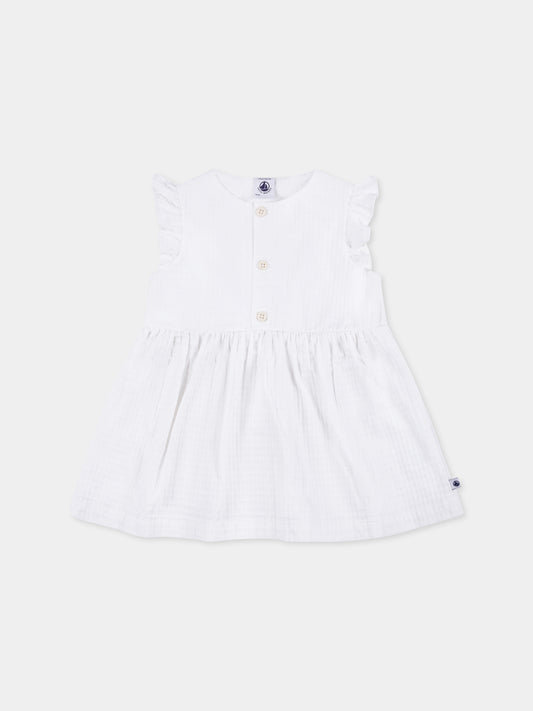 Vestito bianco per neonata,Petit Bateau,A09N4 01