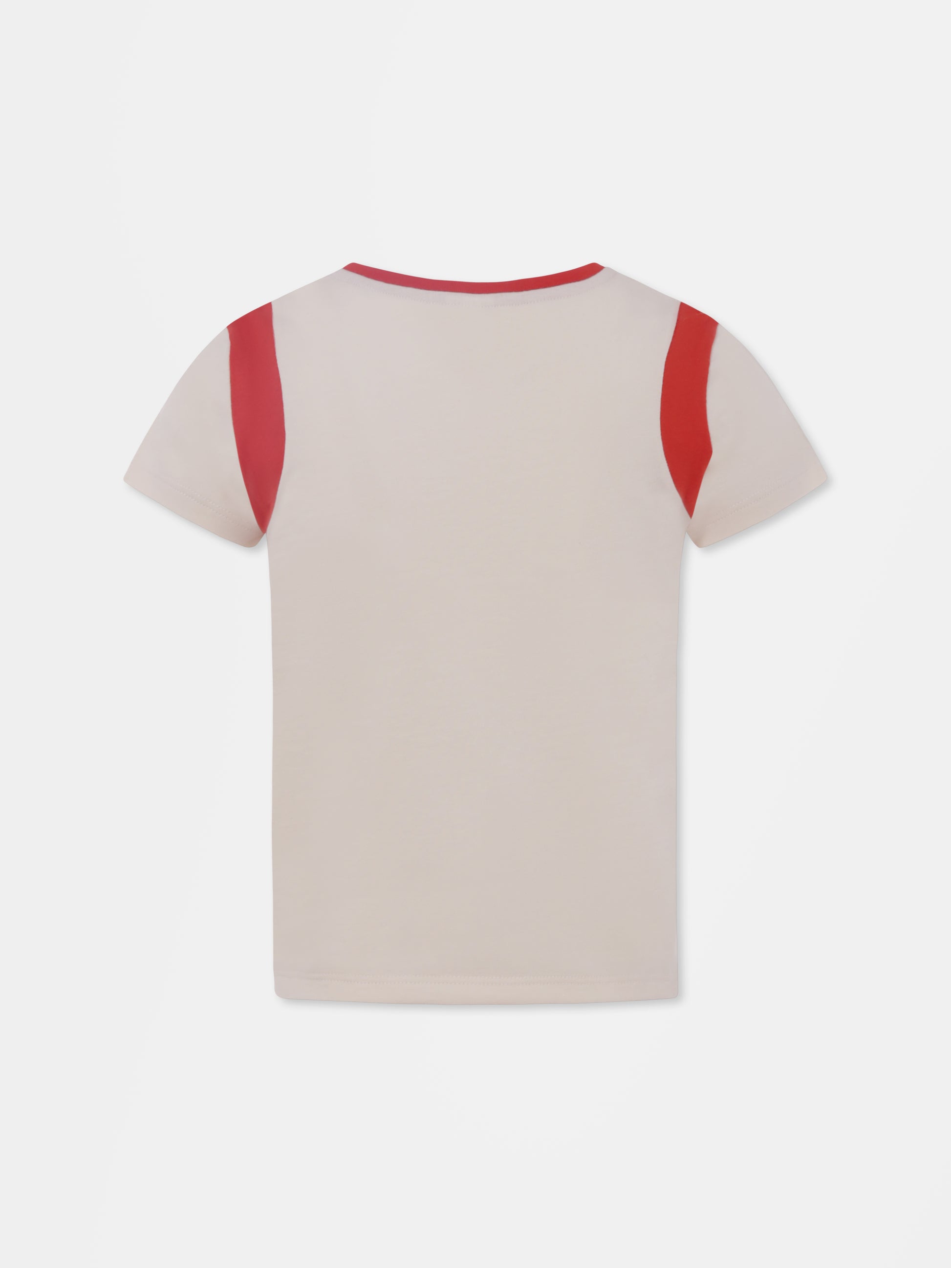 T-shirt avorio per bambina con logo,Petit Bateau,A09T2 02