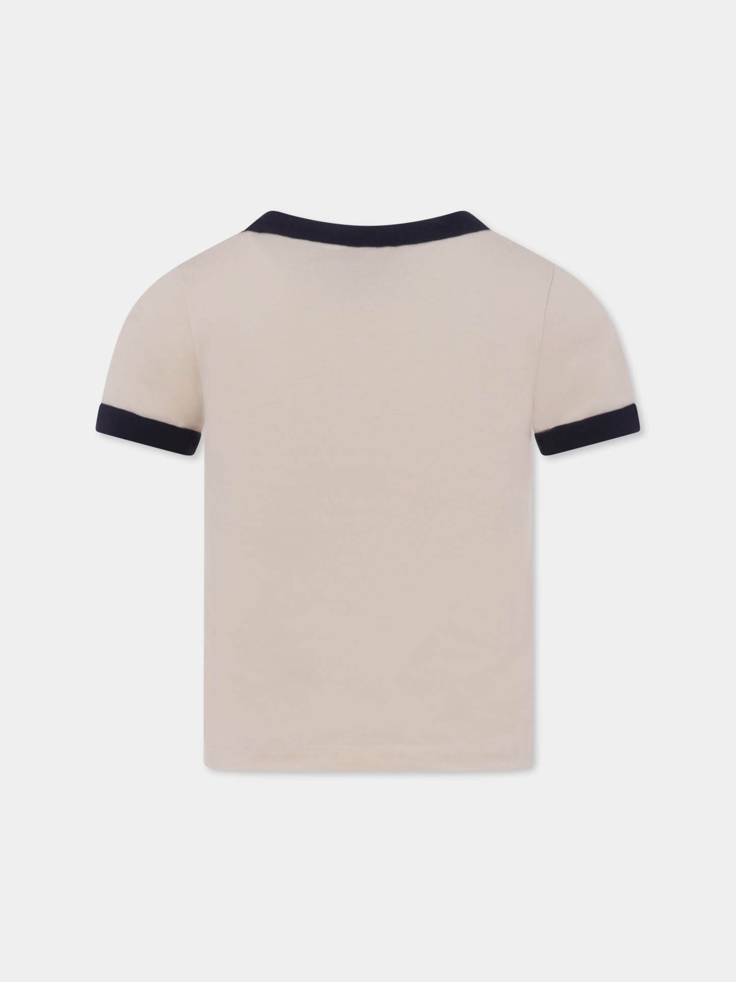 T-shirt avorio per bambini con logo,Petit Bateau,A09UO 01