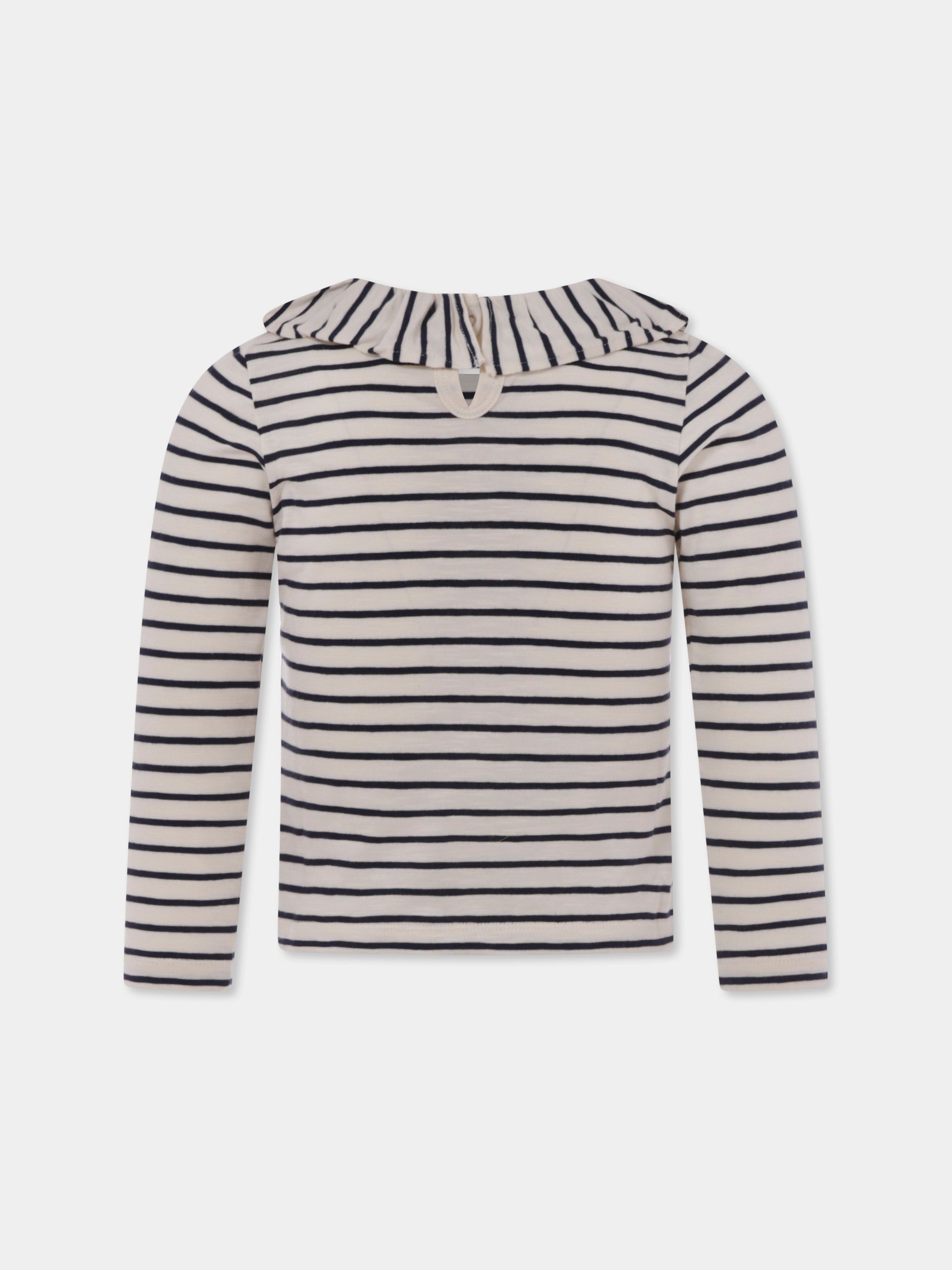 T-shirt avorio per bambina con logo,Petit Bateau,A09VV 01