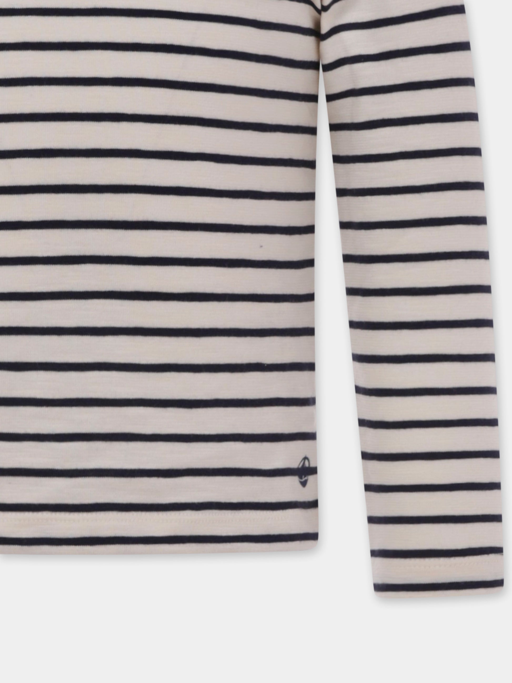 T-shirt avorio per bambina con logo,Petit Bateau,A09VV 01