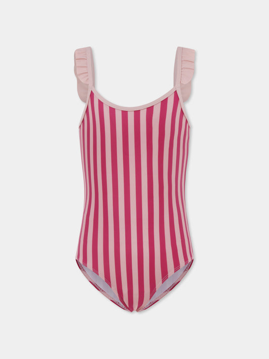 Costume intero rosa per bambina con logo,Petit Bateau,A0AGH 01