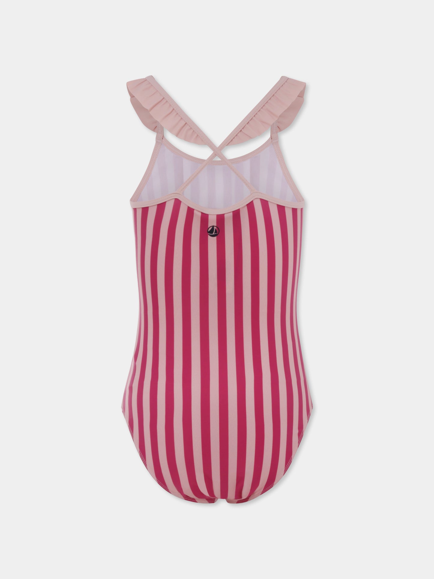 Costume intero rosa per bambina con logo,Petit Bateau,A0AGH 01
