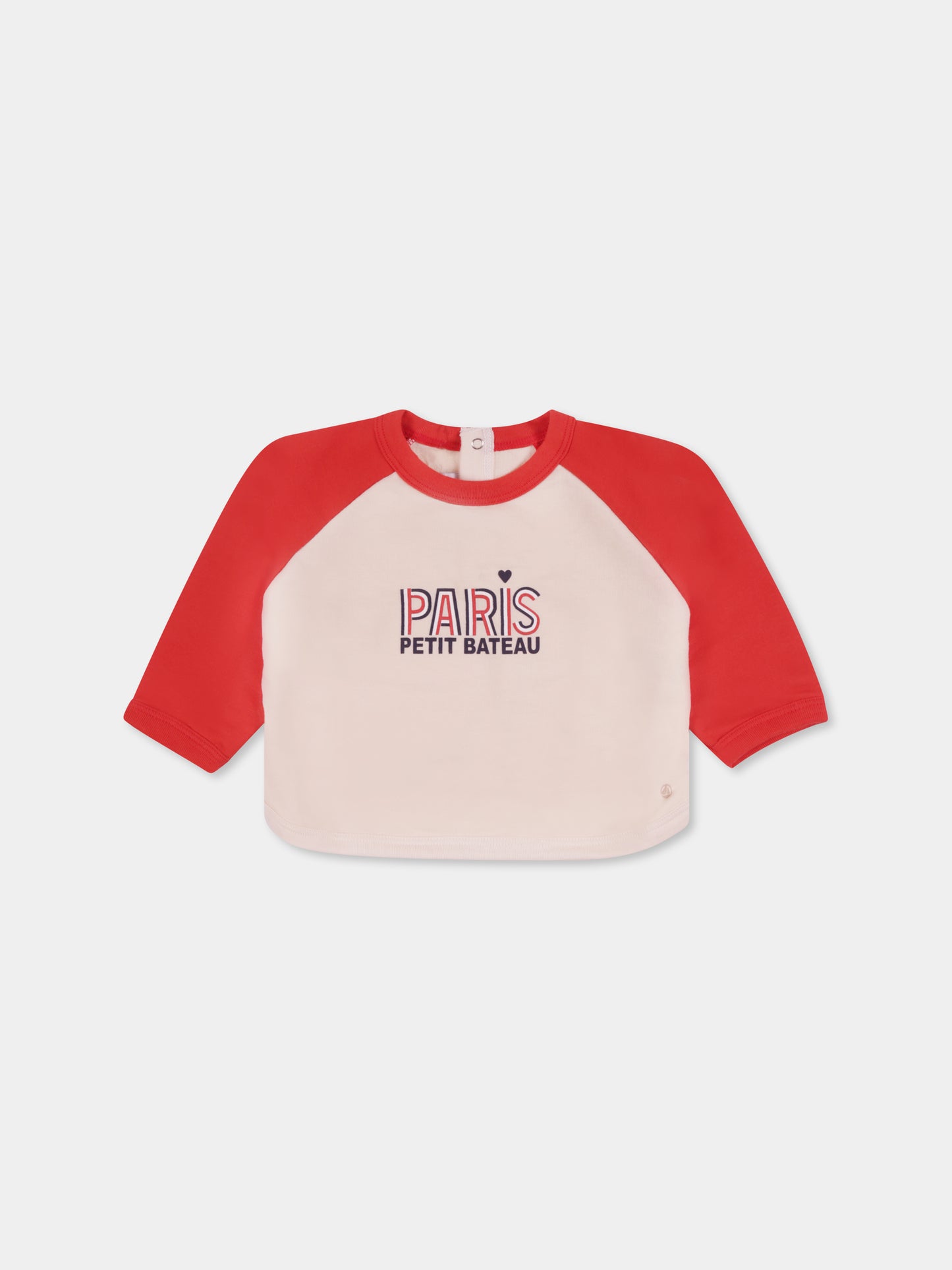 Felpa avorio per neonato con logo e scritta,Petit Bateau,A0AIJ 01