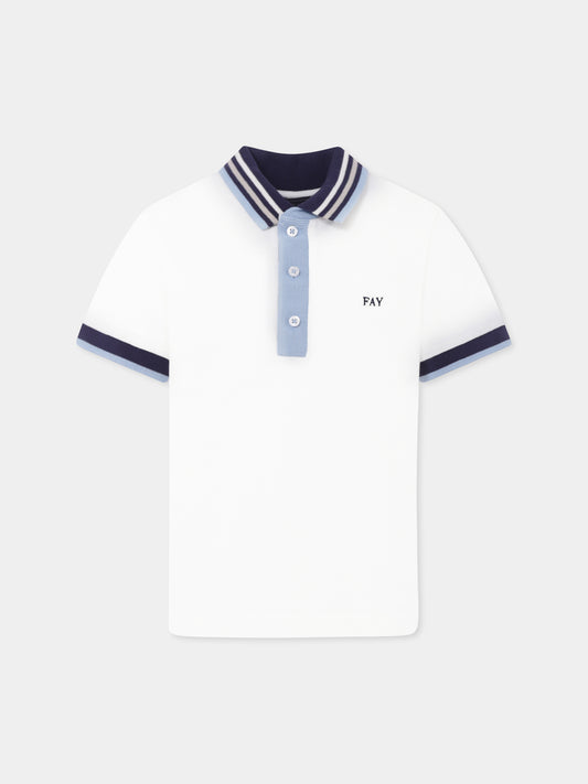 Polo avorio per bambino con logo,Fay Kids,FW8P61 Z0022 178BL