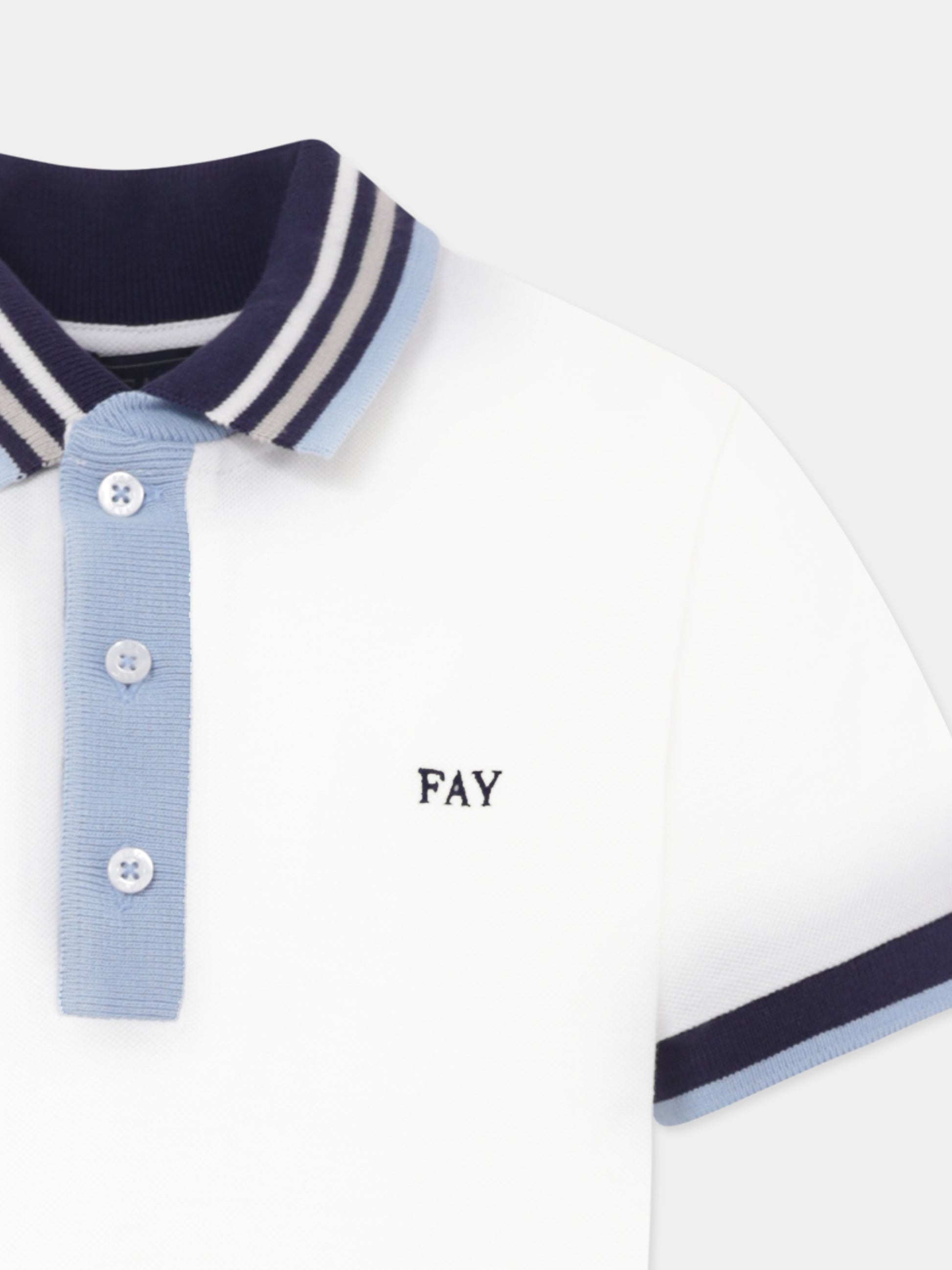 Polo avorio per bambino con logo,Fay Kids,FW8P61 Z0022 178BL