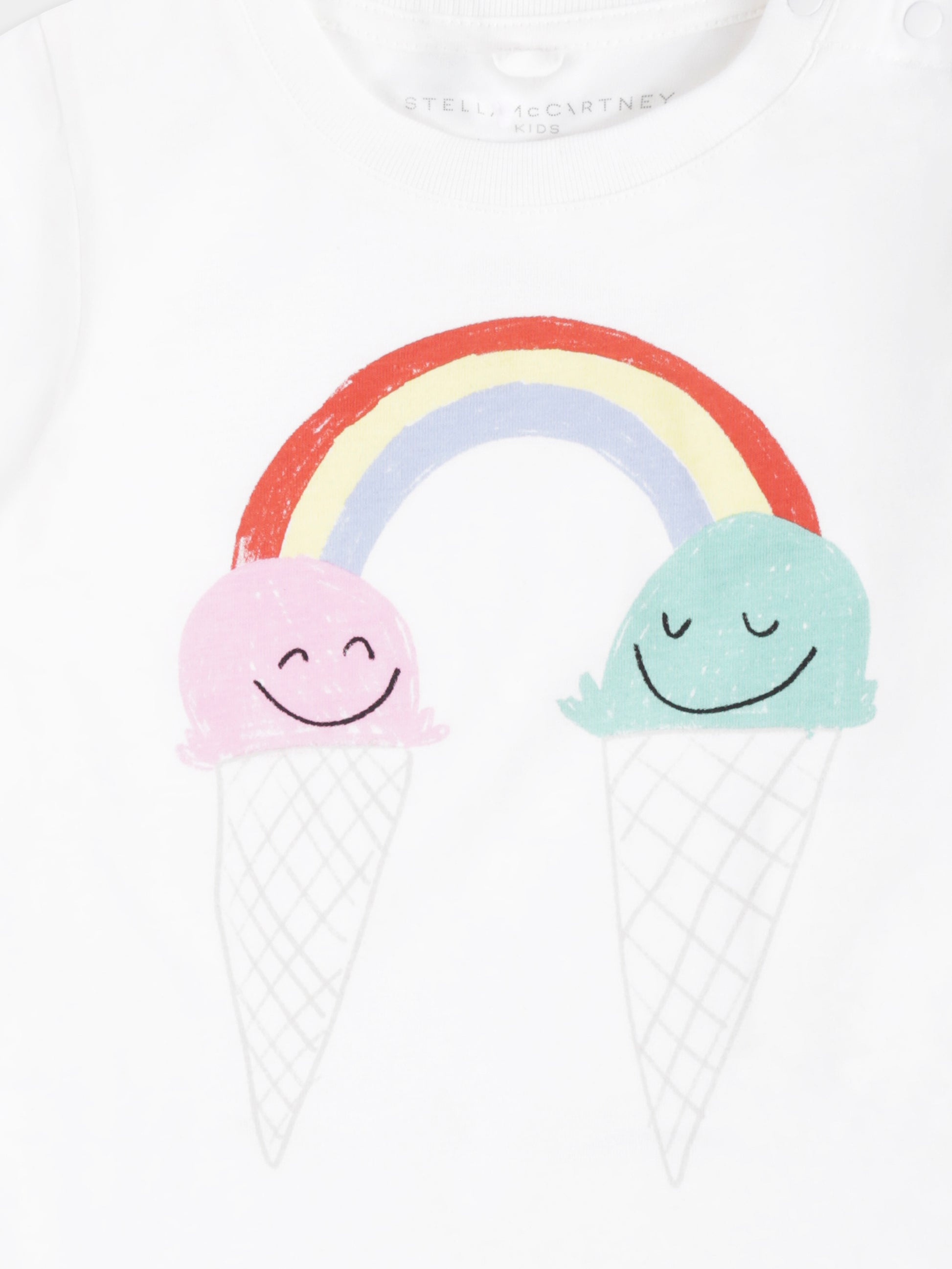 T-shirt bianca per neonata con stampa gelati,Stella Mccartney Kids,TW8151 Z0434 101