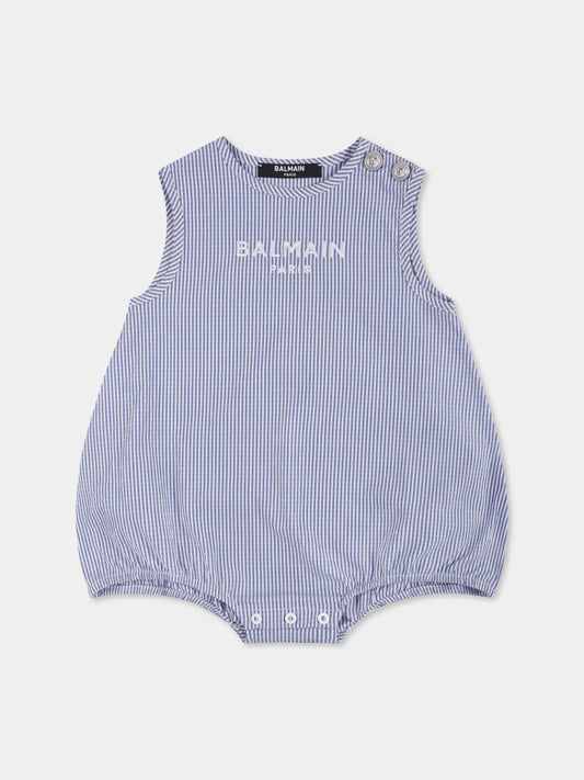 Pagliaccetto celeste per neonato con logo,Balmain Kids,BWA51B P0487 100CE