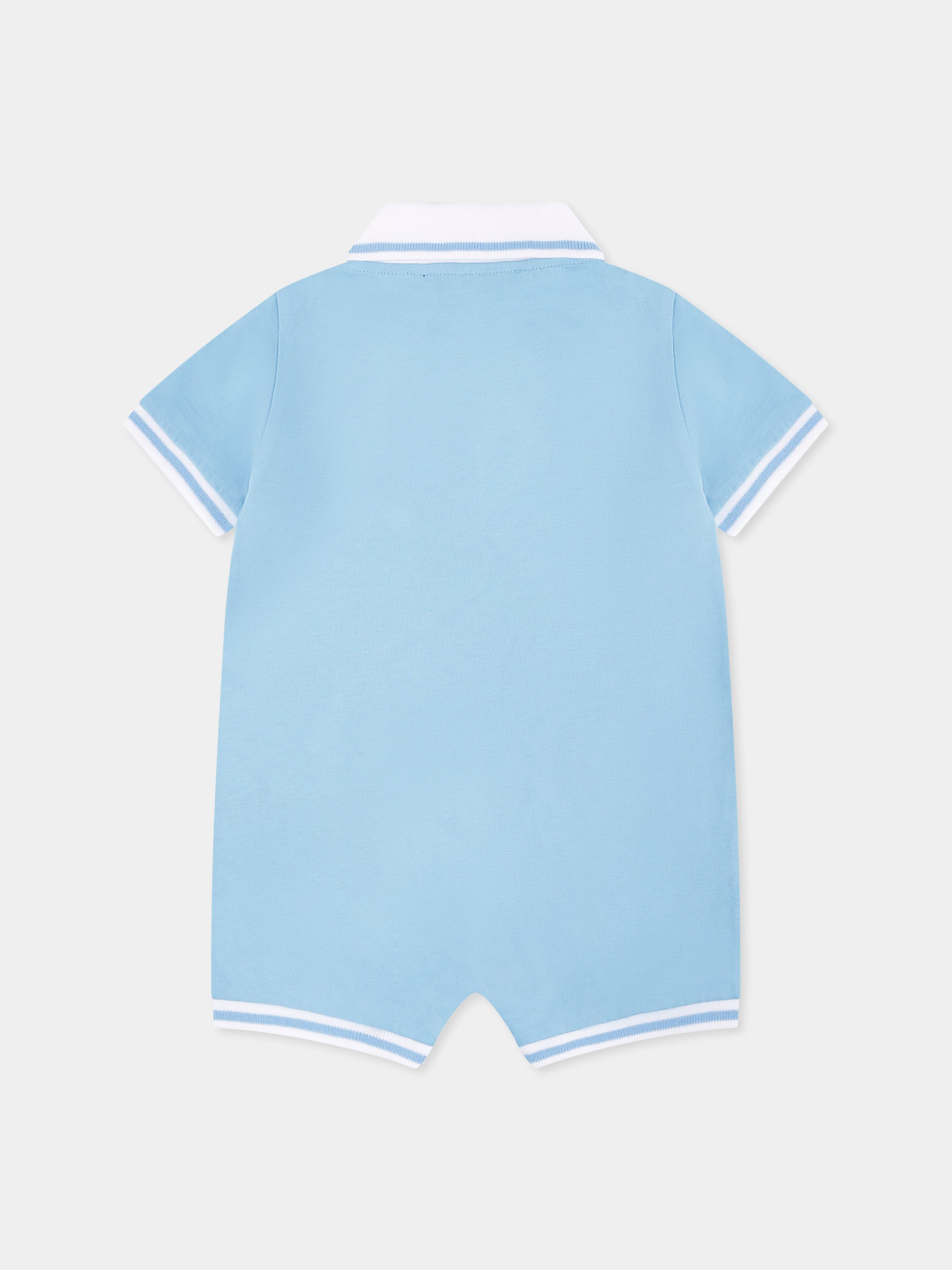 Pagliaccetto celeste per neonato con logo,Balmain Kids,BWA52B Z0116 678NE