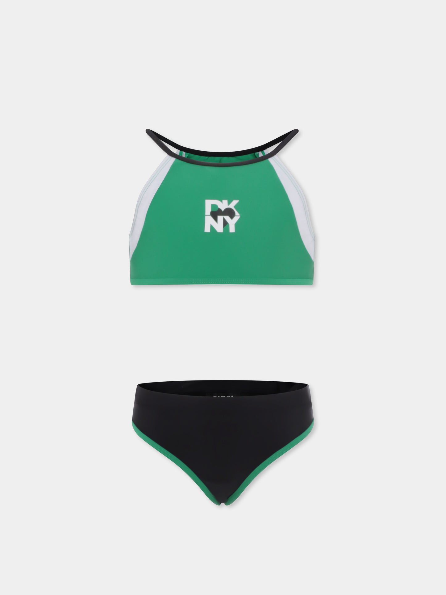 Bikini verde per bambina con logo,Dkny,D62256 709