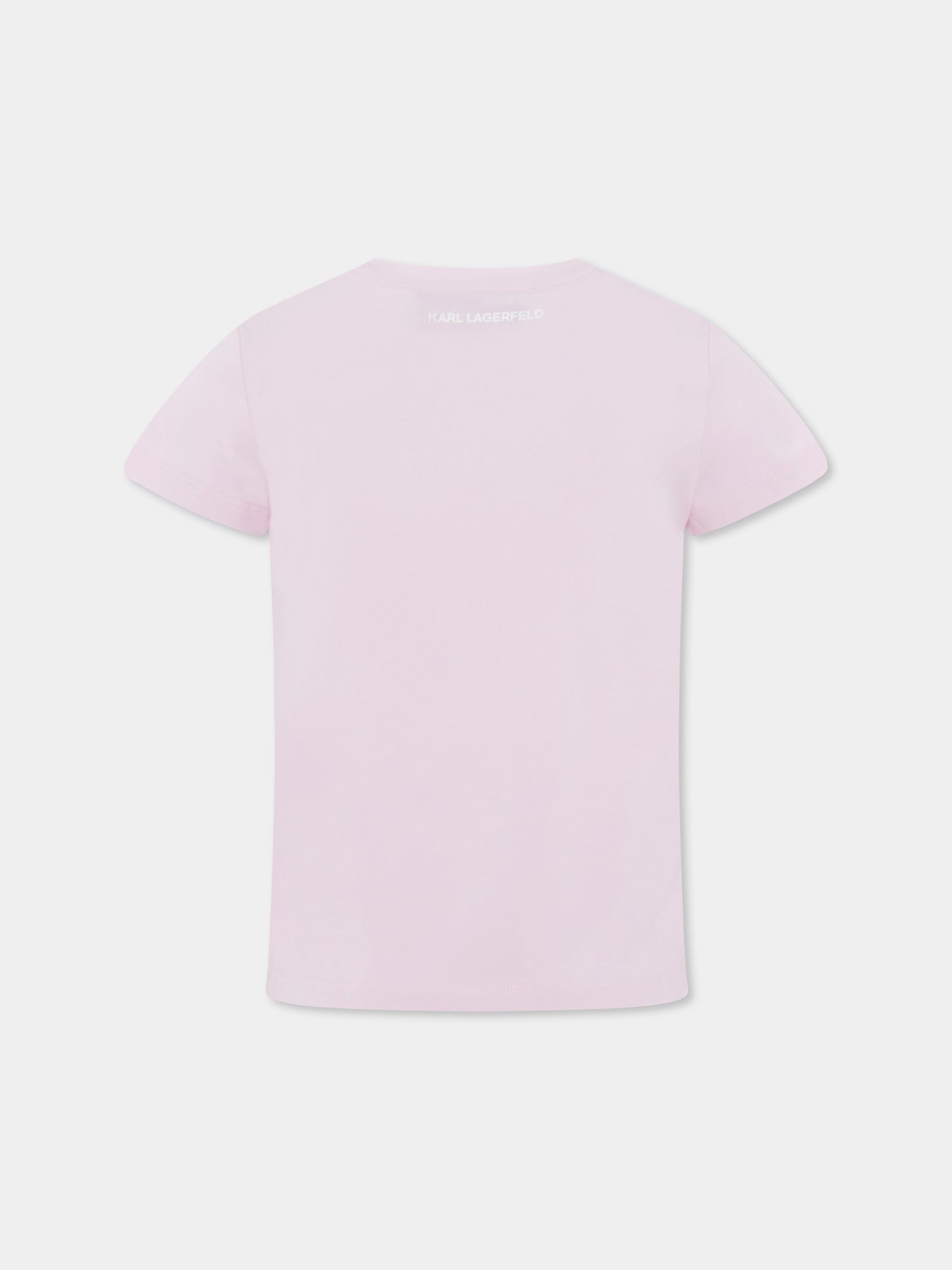 T-shirt rosa per bambina con Choupette,Karl Lagerfeld Kids,Z30491 46P
