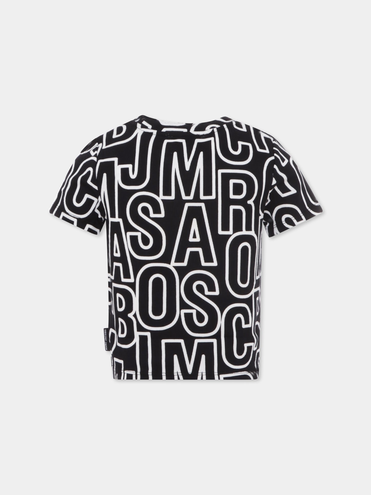 T-shirt nera per bambini con logo all over,Marc Jacobs,W60462 09B