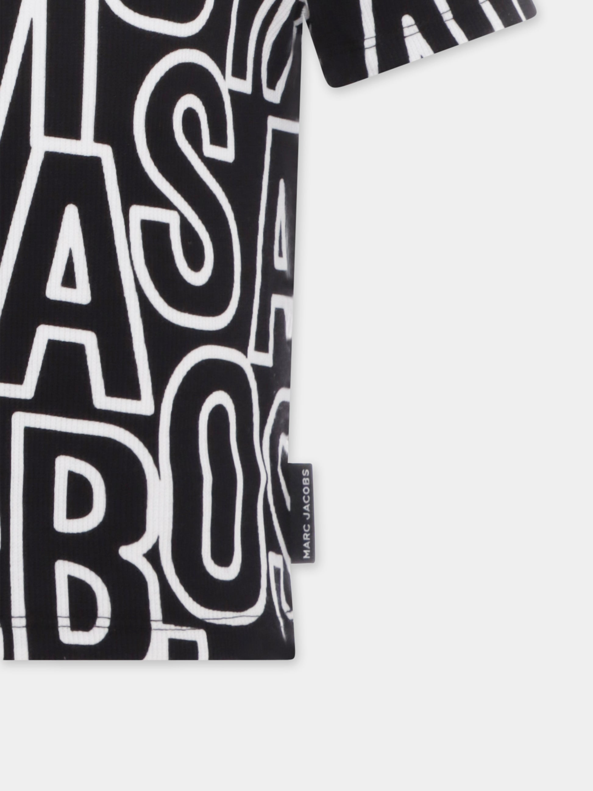 T-shirt nera per bambini con logo all over,Marc Jacobs,W60462 09B