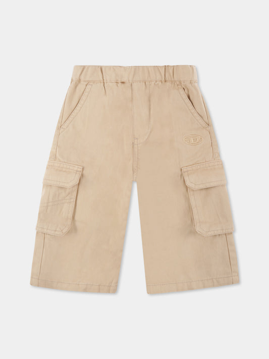 Pantaloni beige per neonata con logo,Diesel,K00603 KXBJ1 K744