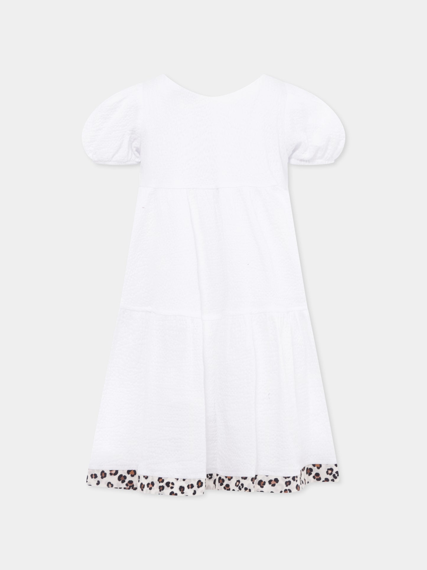 Vestito bianco per bambina con fiocco,Monnalisa,11E909 5150 9980