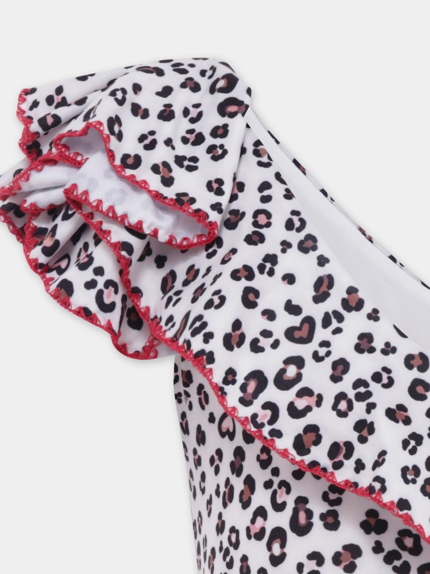 Costume intero beige per bambina con stampa animalier,Monnalisa,19E084 5771 0080