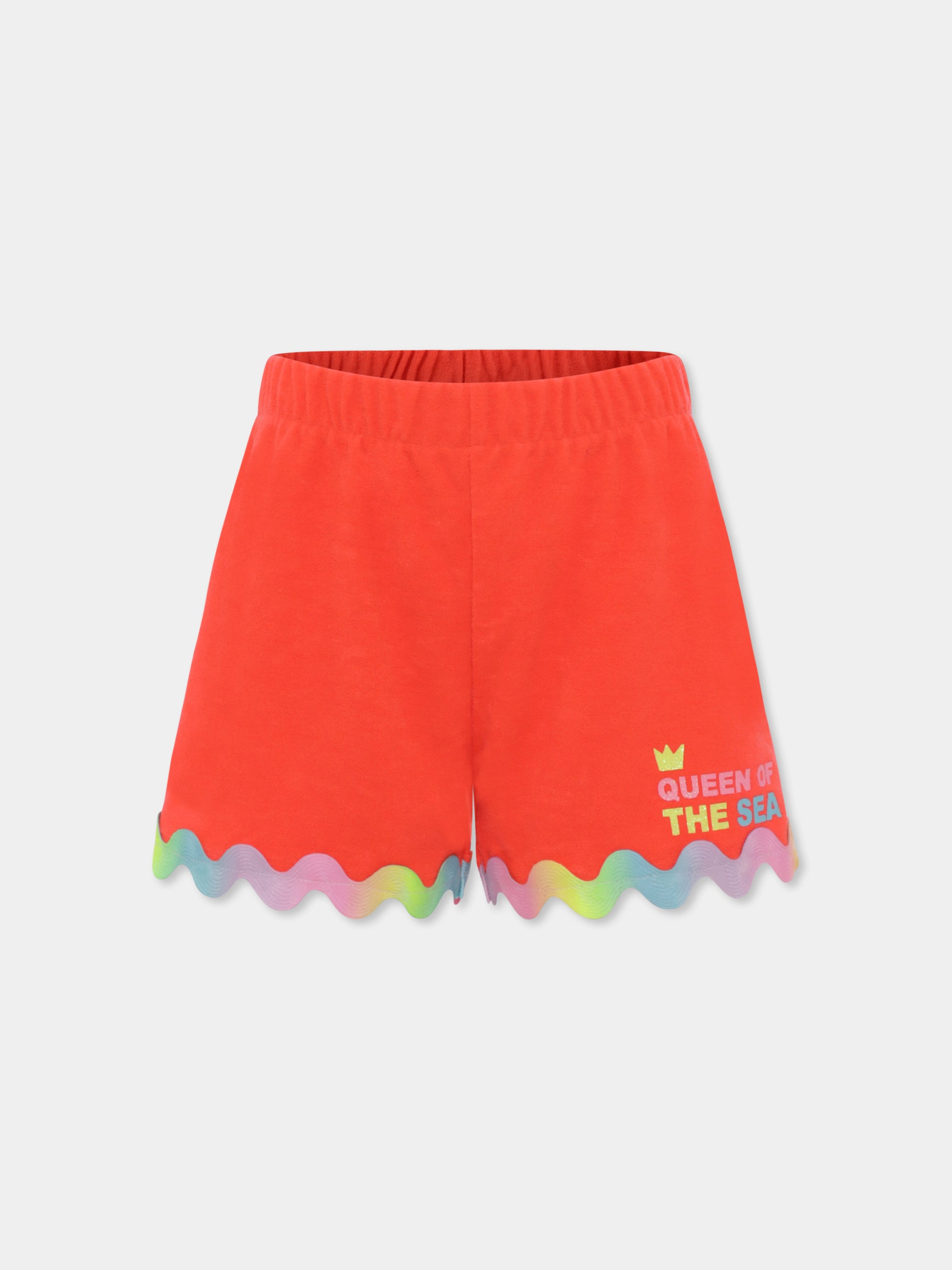 Shorts rossi per bambina con scritta,Billieblush,U20113 41D