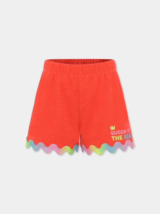 Shorts rossi per bambina con scritta,Billieblush,U20113 41D