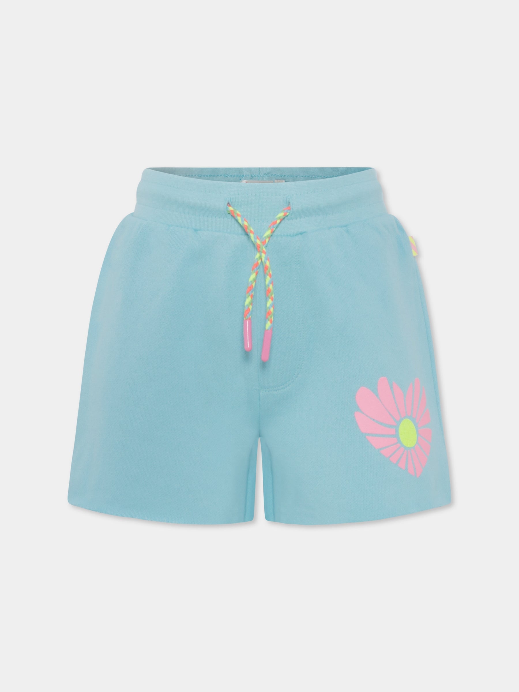 Shorts celesti per bambina con cuore,Billieblush,U20119 77S