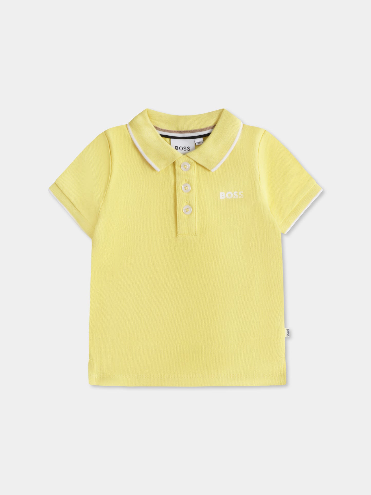 Yellow polo shirt for baby boy with logo
