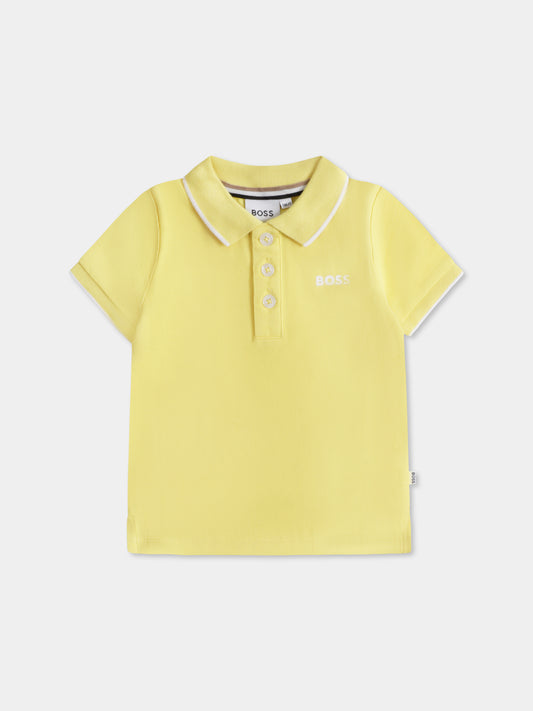Yellow polo shirt for baby boy with logo