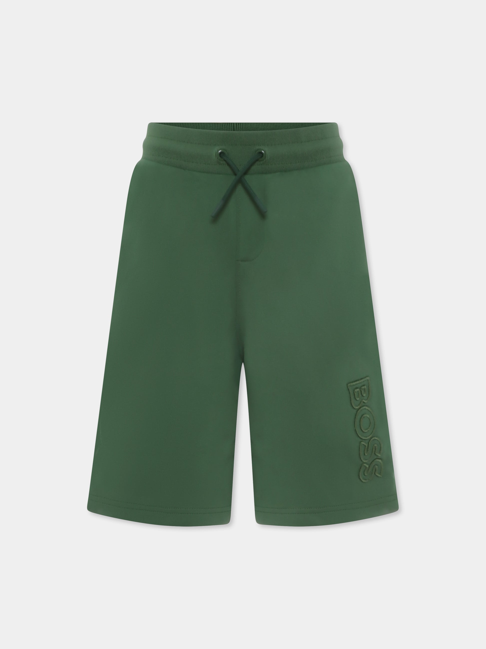 Shorts verdi per bambino con logo,Boss,J50685 651