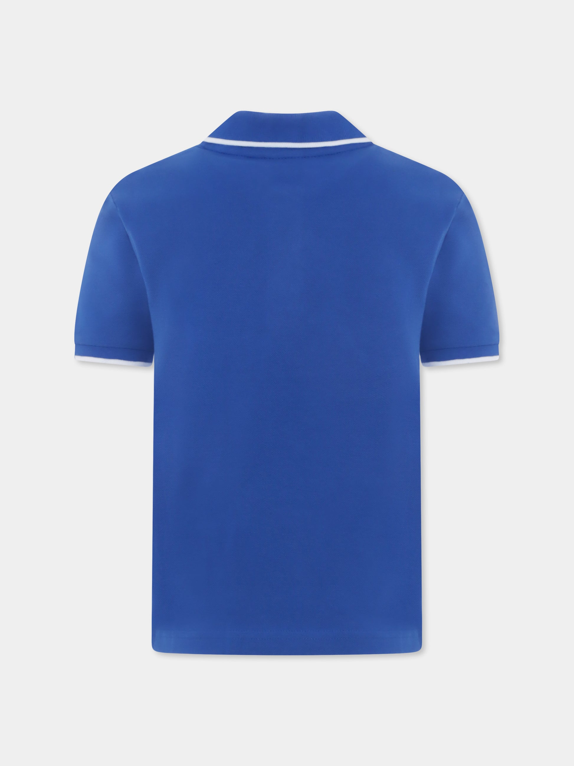 Polo azzurra per bambino con logo,Boss,J50704 872