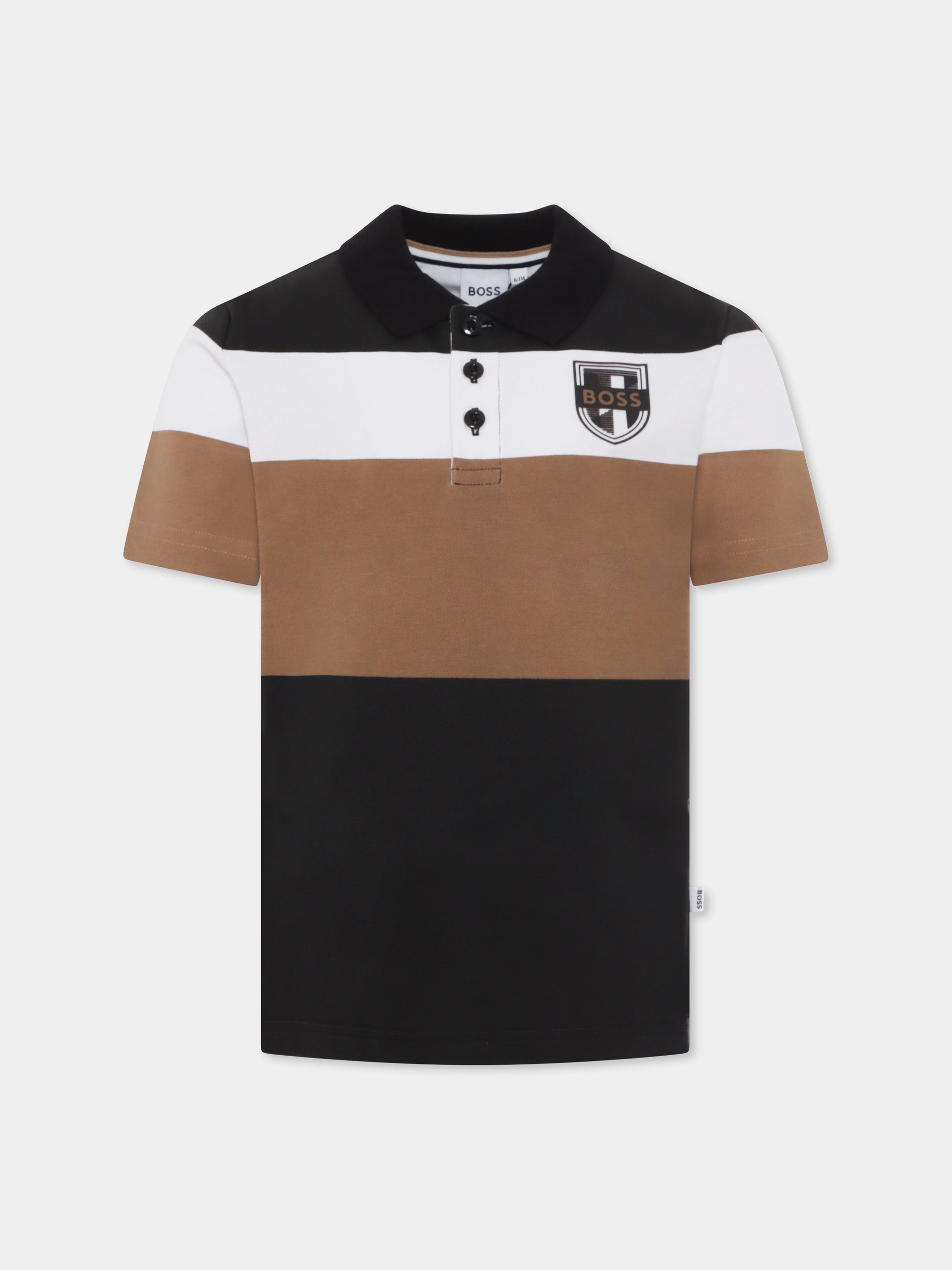 Polo multicolor per bambino con logo,Boss,J50707 09B