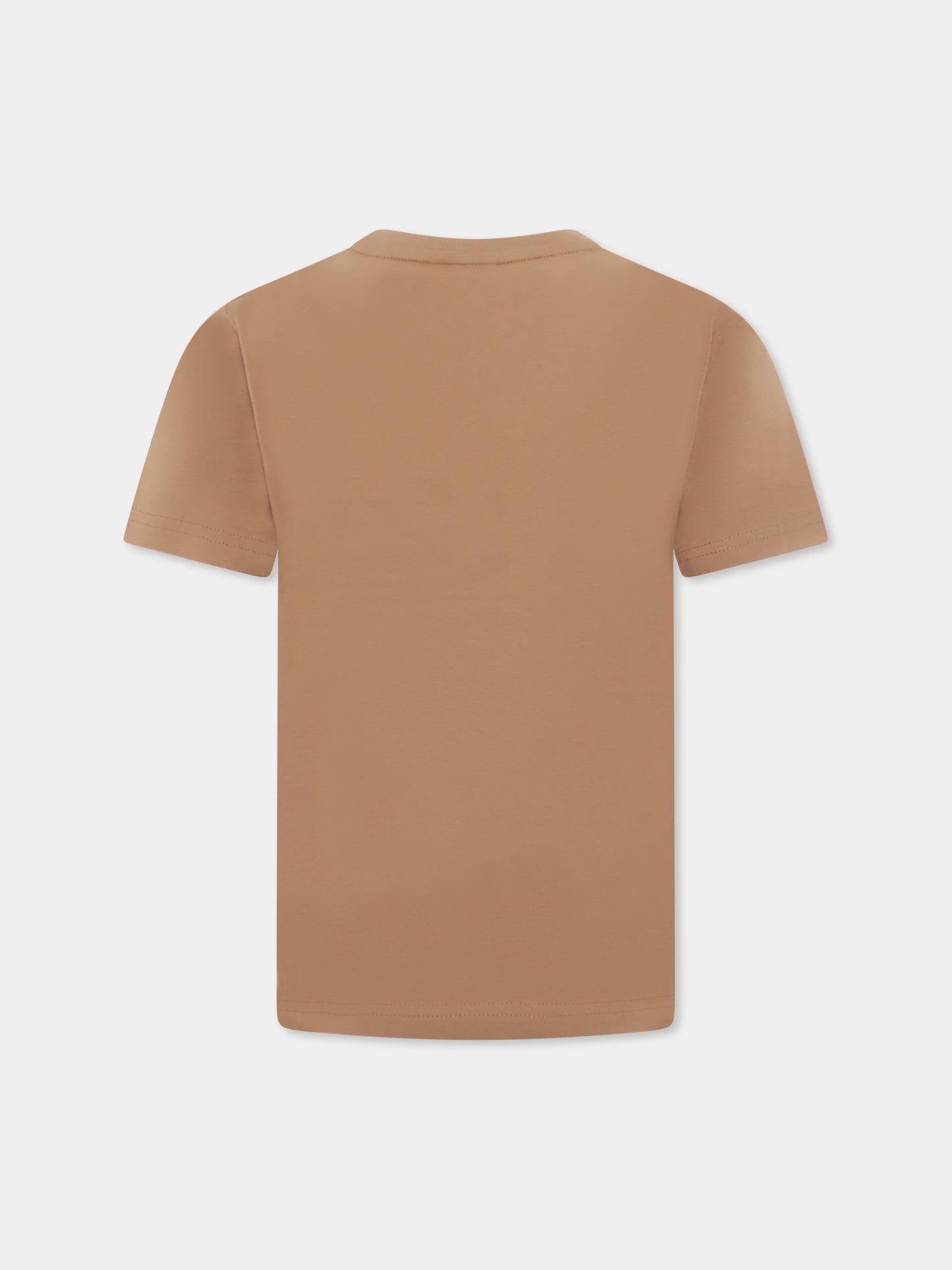 T-shirt marrone per bambino con logo,Boss,J50723 269